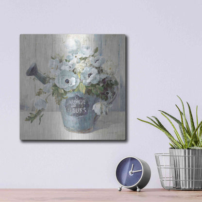 Luxe Metal Art 'Garden Blooms II Blue Crop' by Danhui Nai, Metal Wall Art,12x12