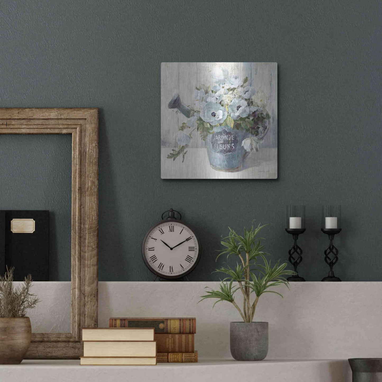 Luxe Metal Art 'Garden Blooms II Blue Crop' by Danhui Nai, Metal Wall Art,12x12