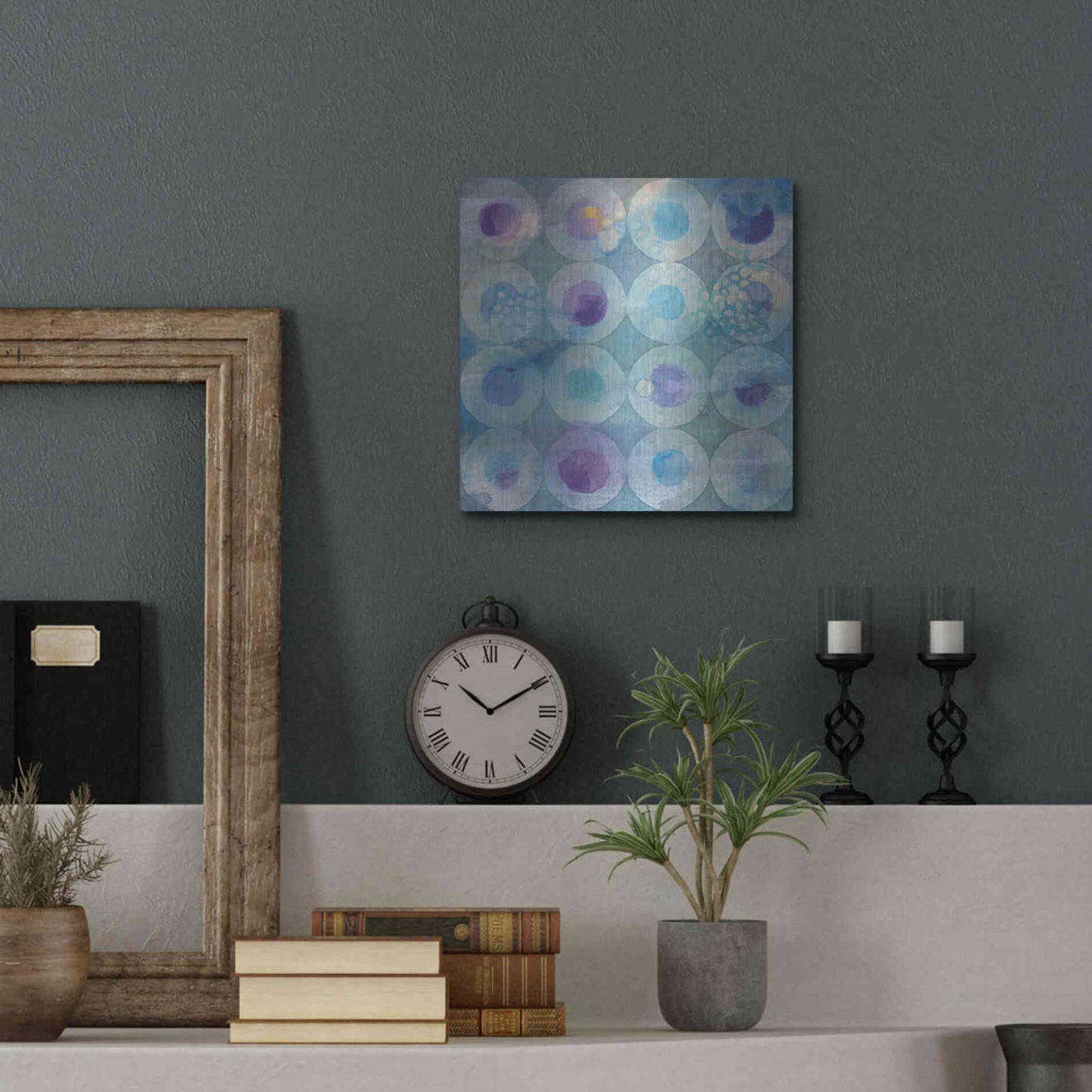 Luxe Metal Art 'Touching Circles II' by Danhui Nai, Metal Wall Art,12x12