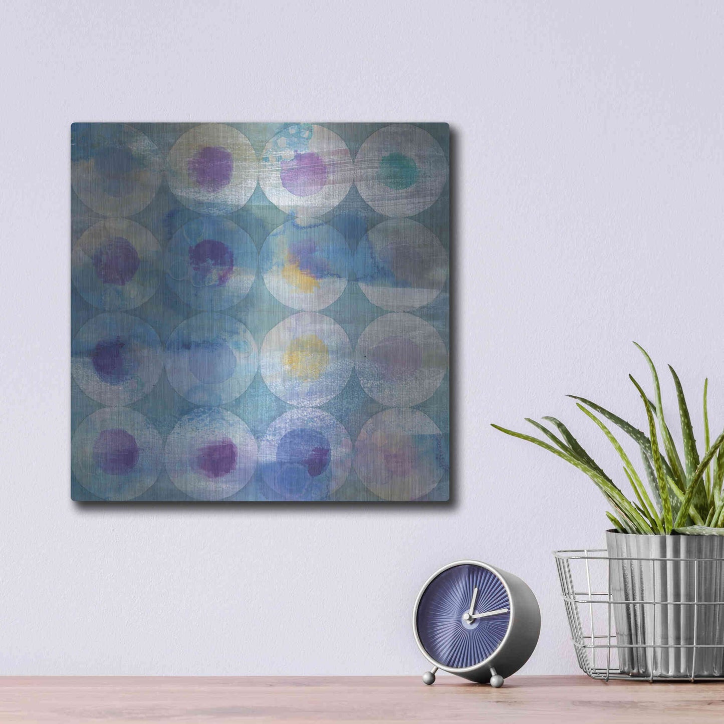 Luxe Metal Art 'Touching Circles III' by Danhui Nai, Metal Wall Art,12x12