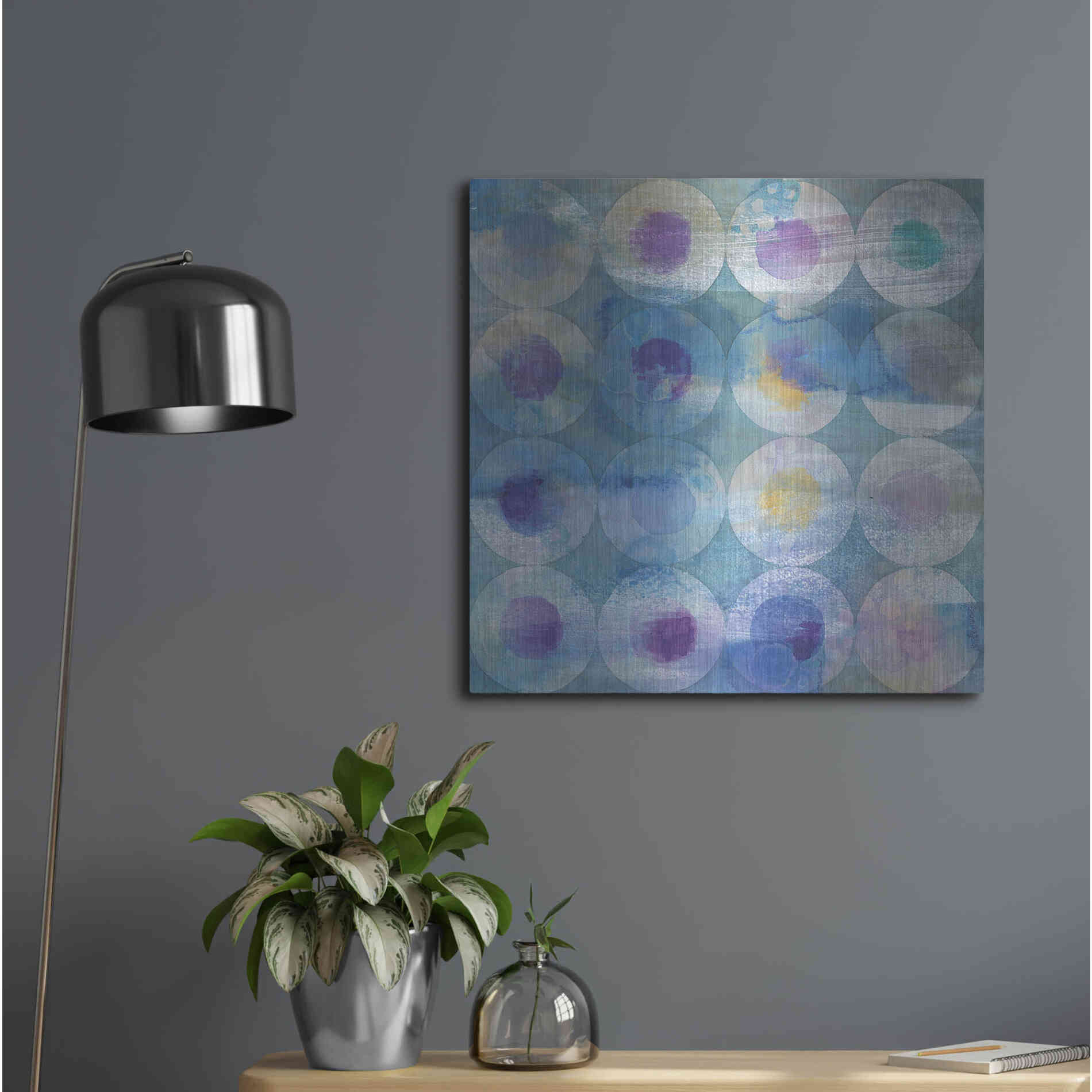 Luxe Metal Art 'Touching Circles III' by Danhui Nai, Metal Wall Art,24x24