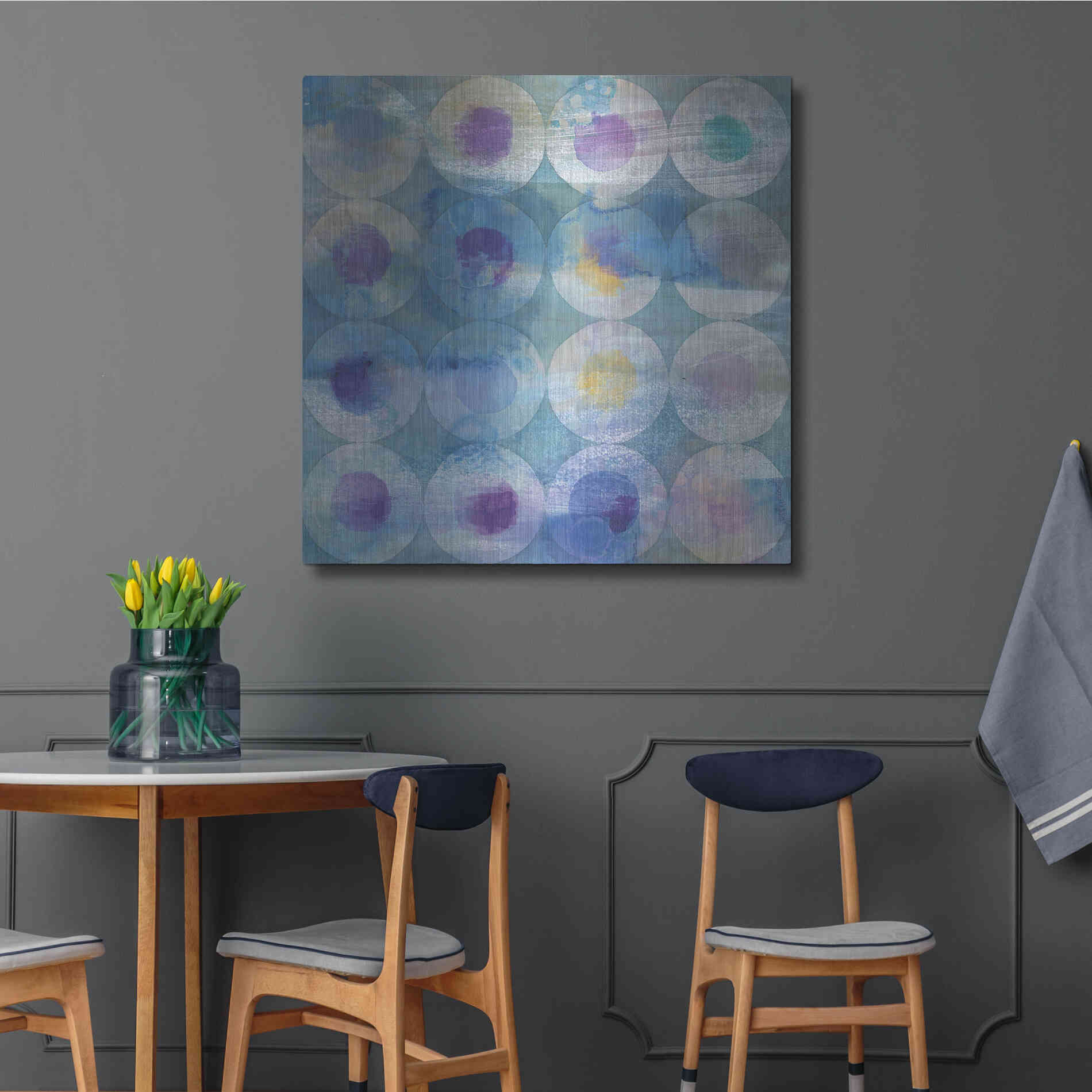 Luxe Metal Art 'Touching Circles III' by Danhui Nai, Metal Wall Art,36x36