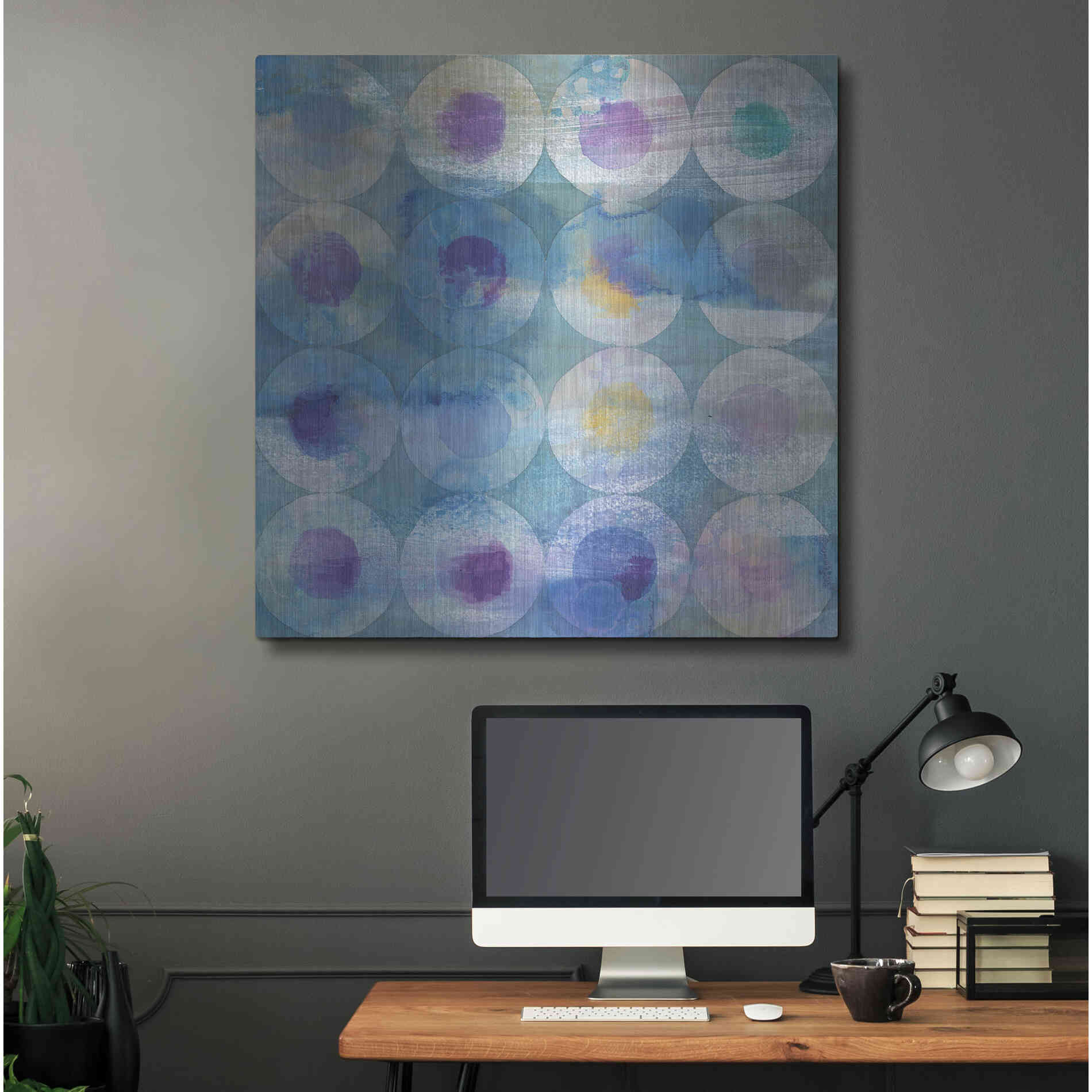 Luxe Metal Art 'Touching Circles III' by Danhui Nai, Metal Wall Art,36x36