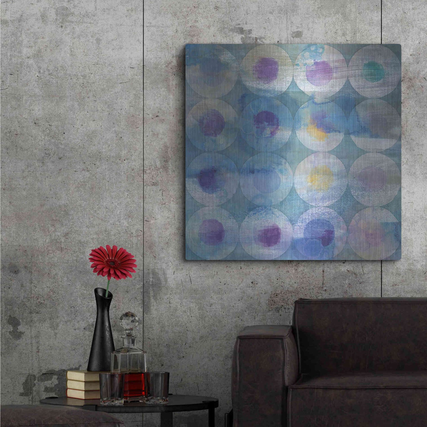 Luxe Metal Art 'Touching Circles III' by Danhui Nai, Metal Wall Art,36x36