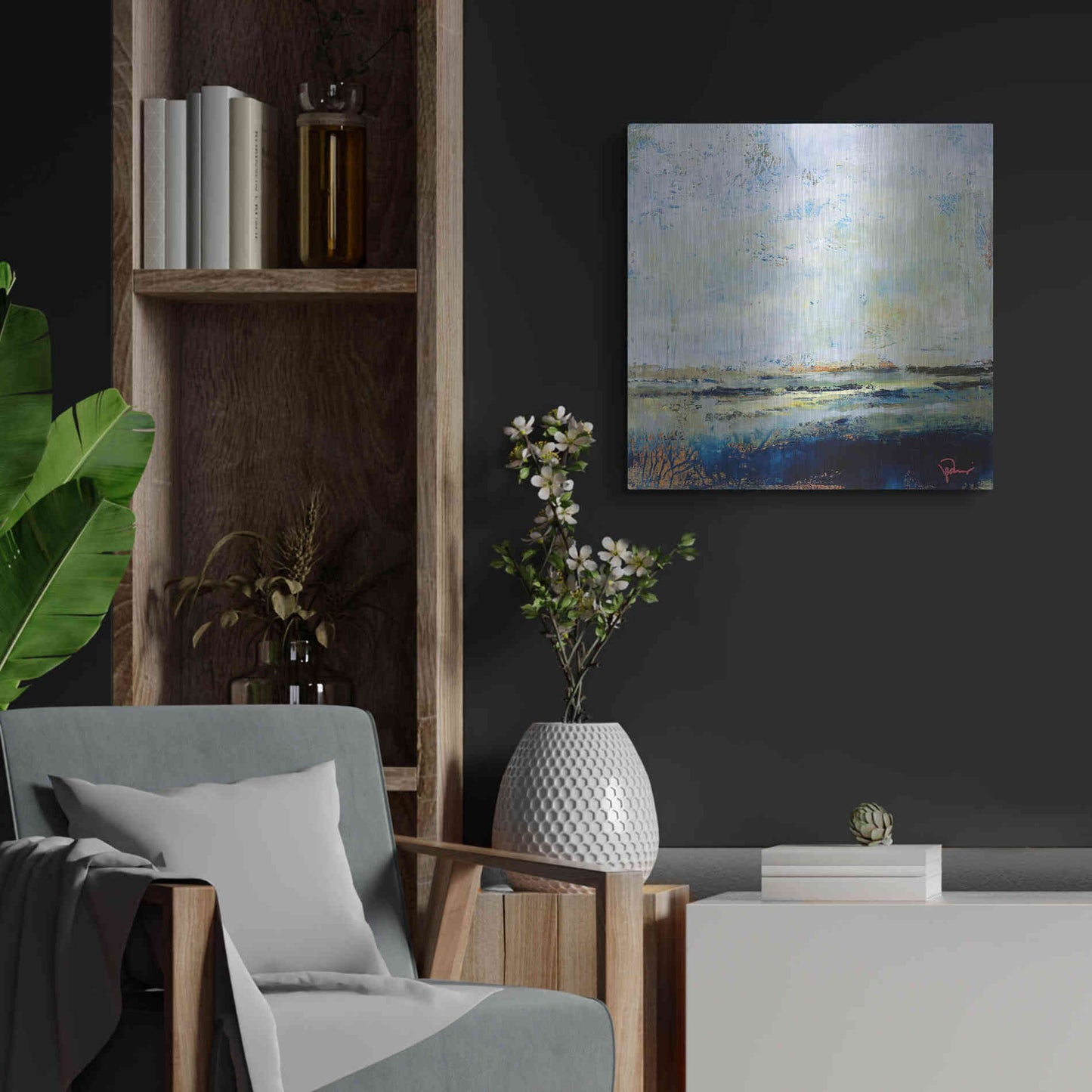 Luxe Metal Art 'Low Tide' by Patrick Dennis, Metal Wall Art,24x24