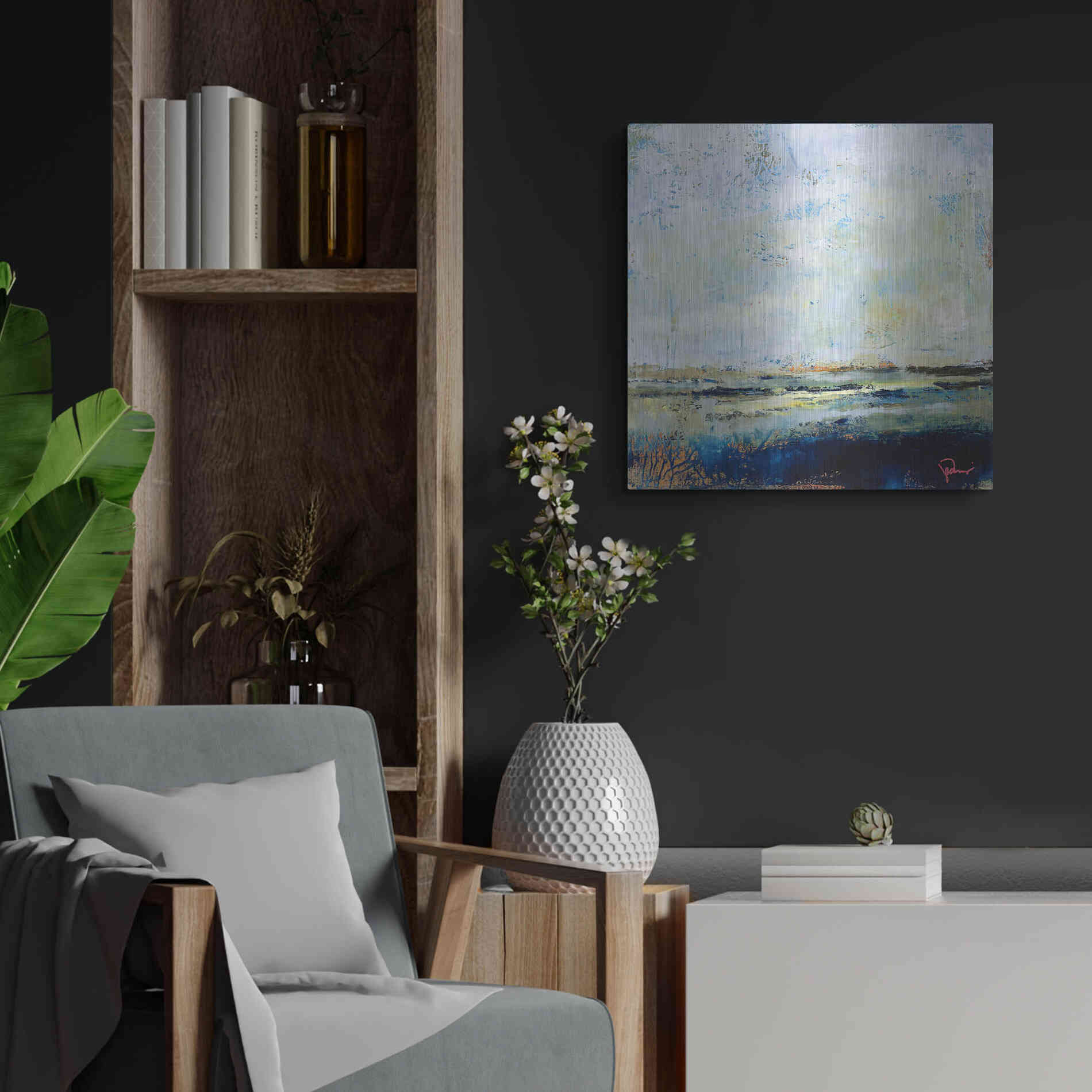 Luxe Metal Art 'Low Tide' by Patrick Dennis, Metal Wall Art,24x24