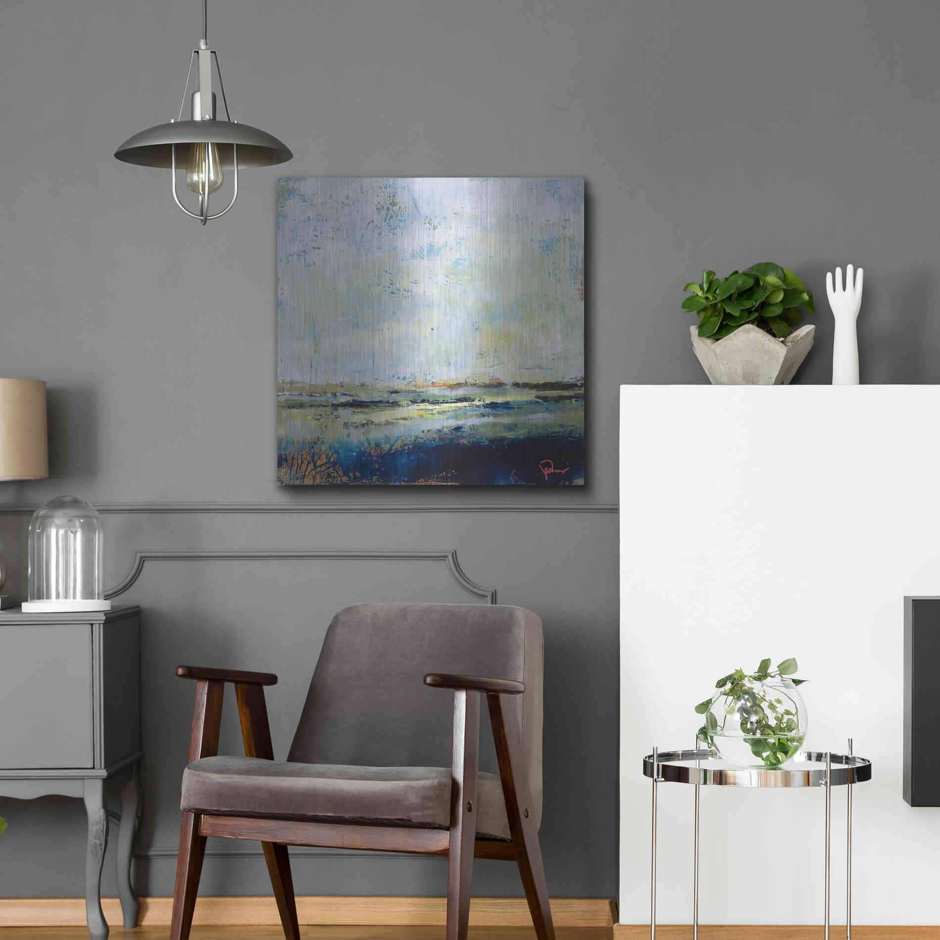 Luxe Metal Art 'Low Tide' by Patrick Dennis, Metal Wall Art,24x24