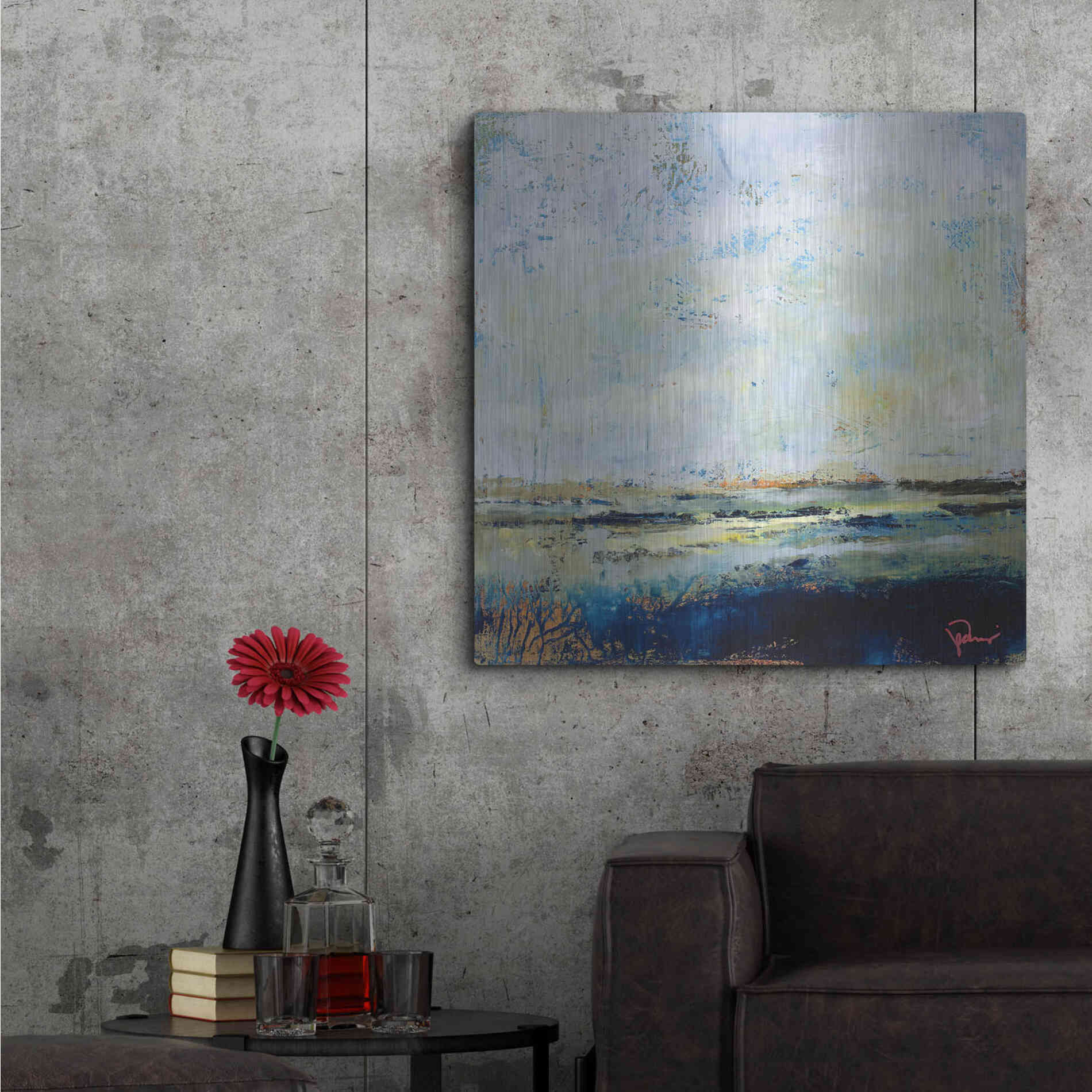 Luxe Metal Art 'Low Tide' by Patrick Dennis, Metal Wall Art,36x36
