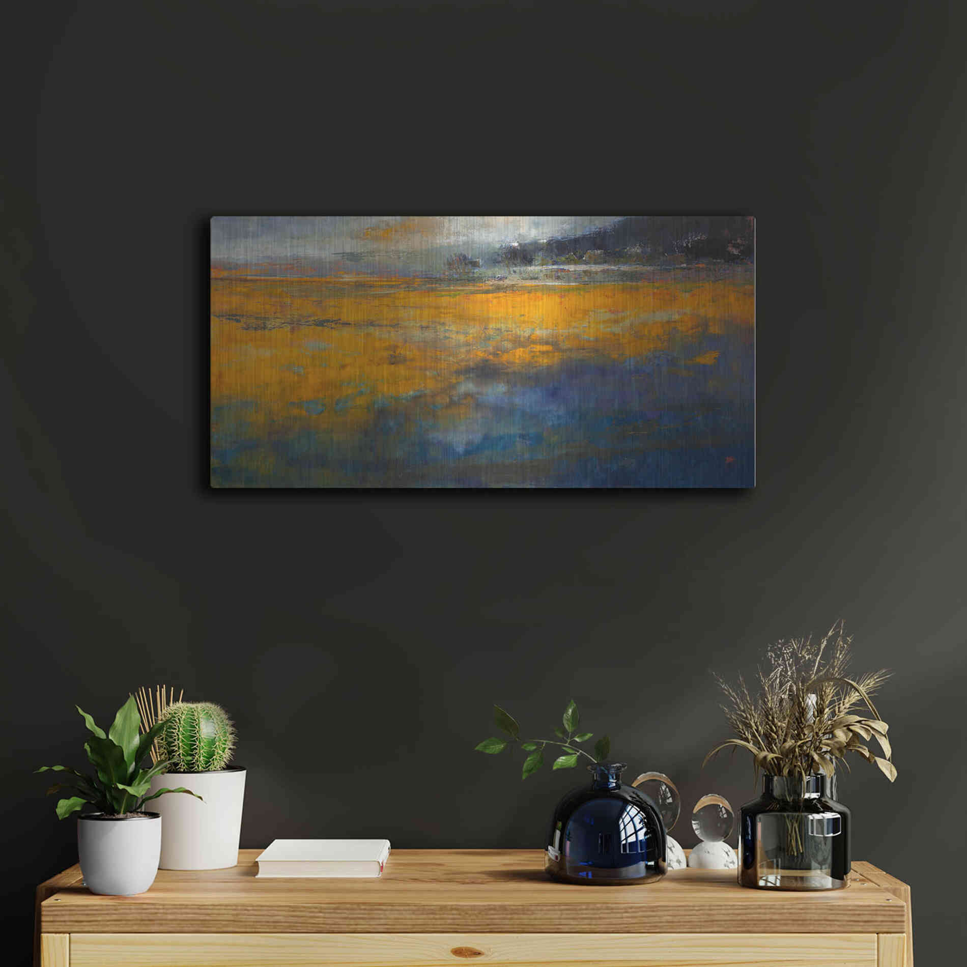 Luxe Metal Art 'Marshes' by Patrick Dennis, Metal Wall Art,24x12