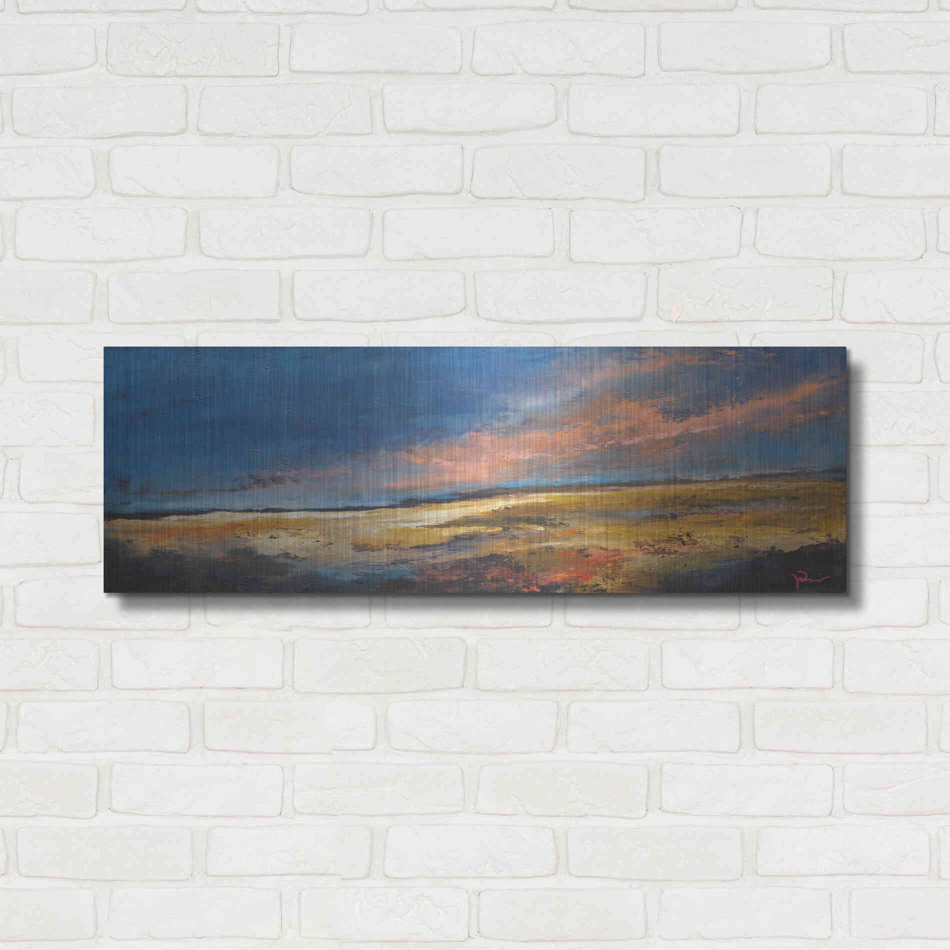 Luxe Metal Art 'Ranch Romance' by Patrick Dennis, Metal Wall Art,36x12