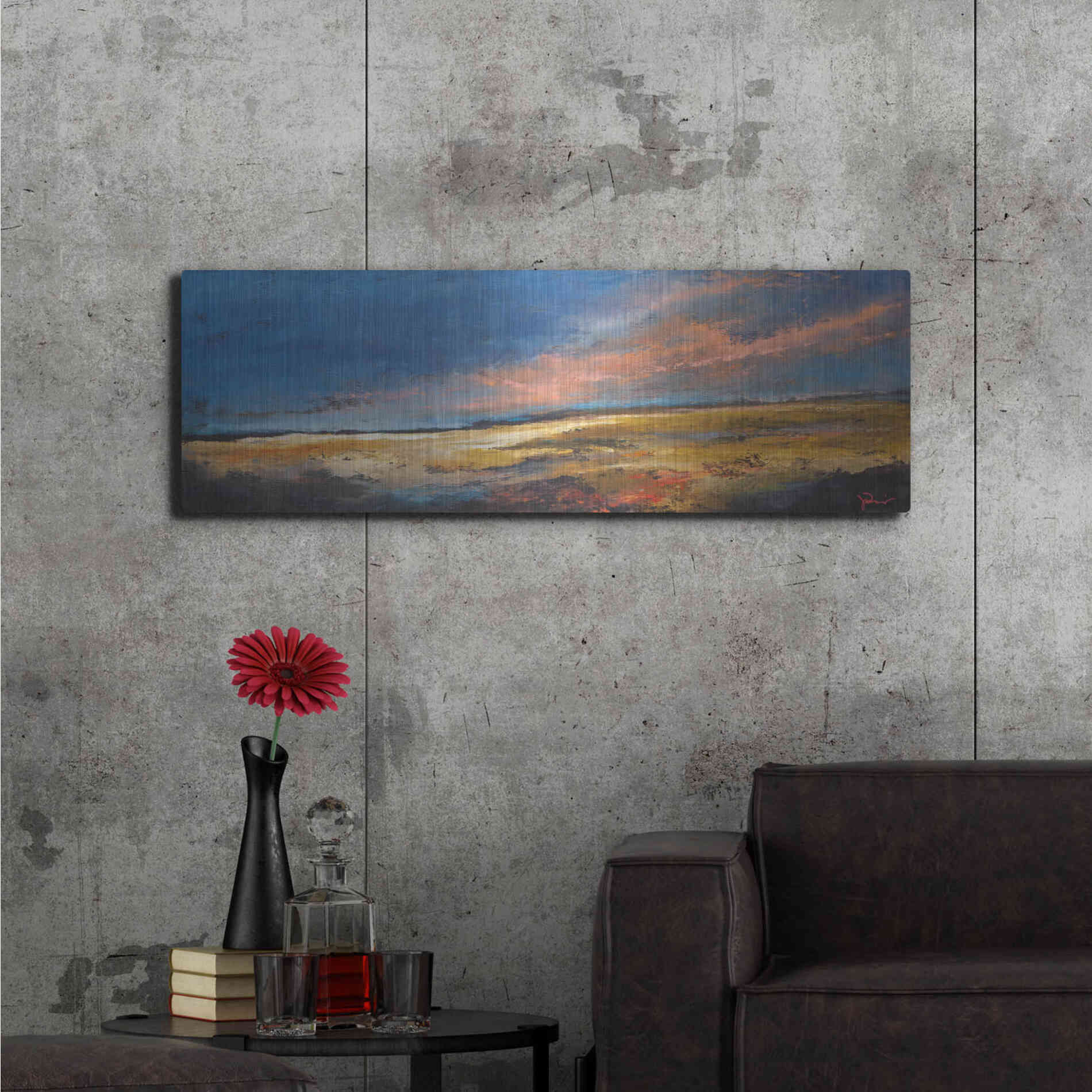 Luxe Metal Art 'Ranch Romance' by Patrick Dennis, Metal Wall Art,48x16