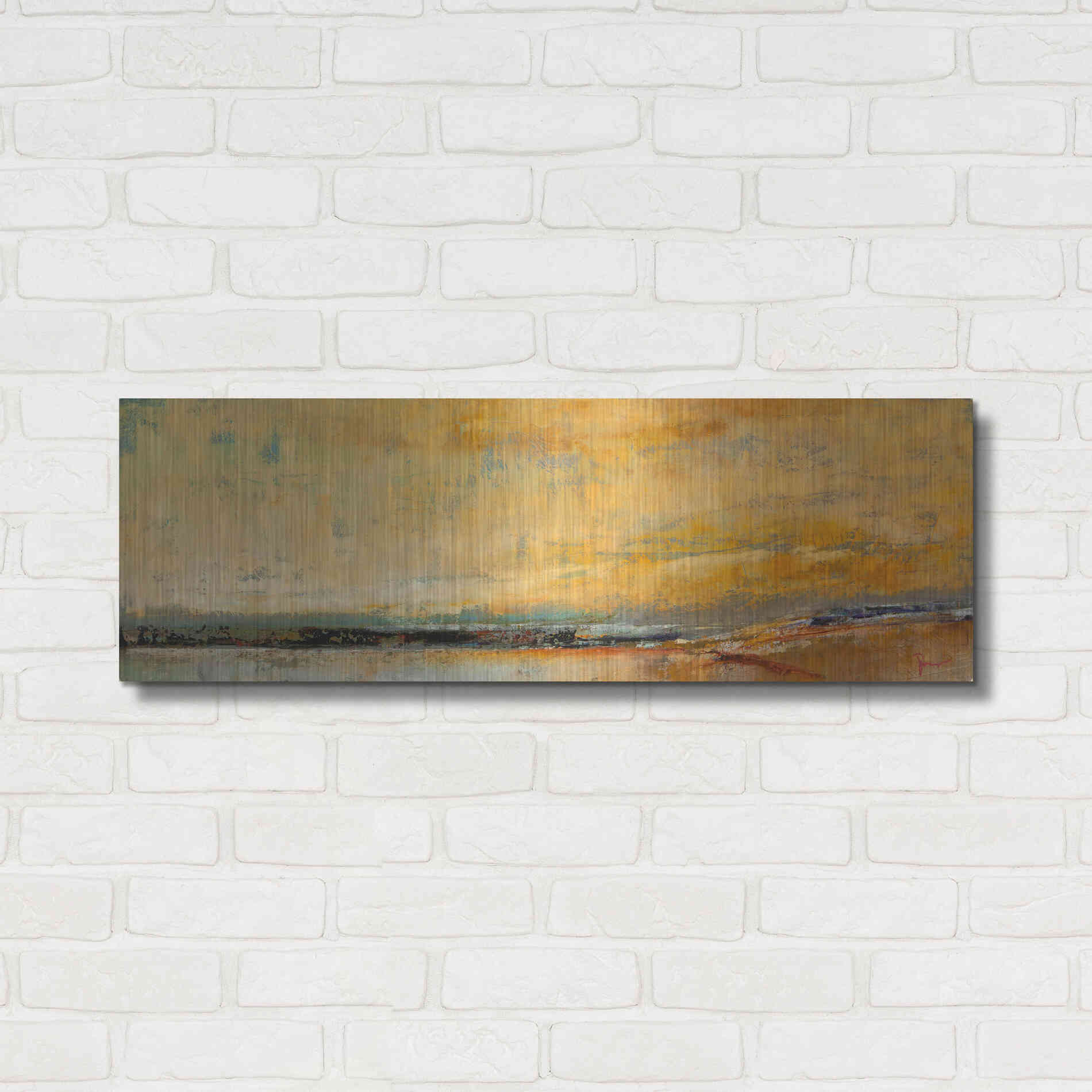 Luxe Metal Art 'Winter Sky' by Patrick Dennis, Metal Wall Art,36x12