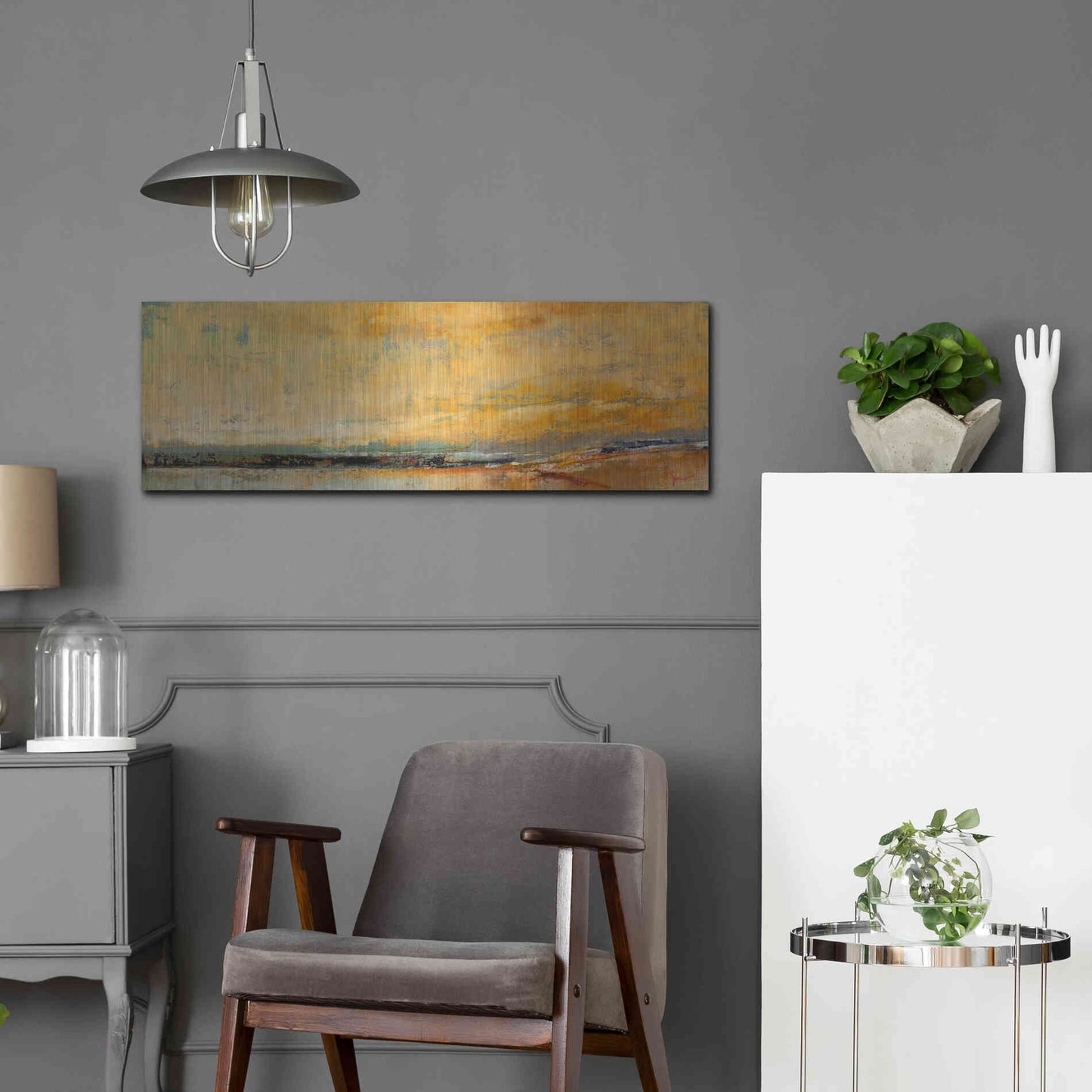 Luxe Metal Art 'Winter Sky' by Patrick Dennis, Metal Wall Art,36x12