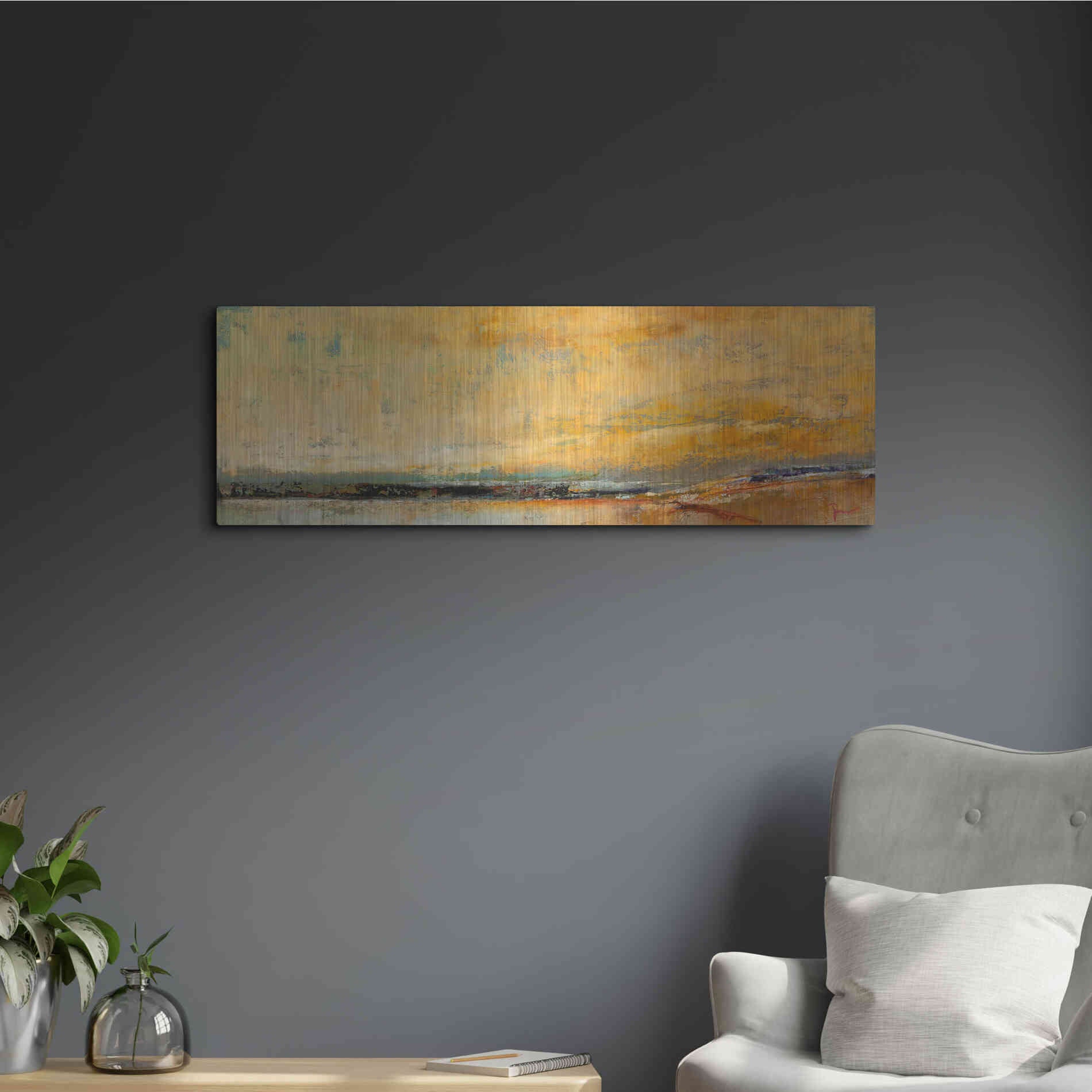 Luxe Metal Art 'Winter Sky' by Patrick Dennis, Metal Wall Art,36x12