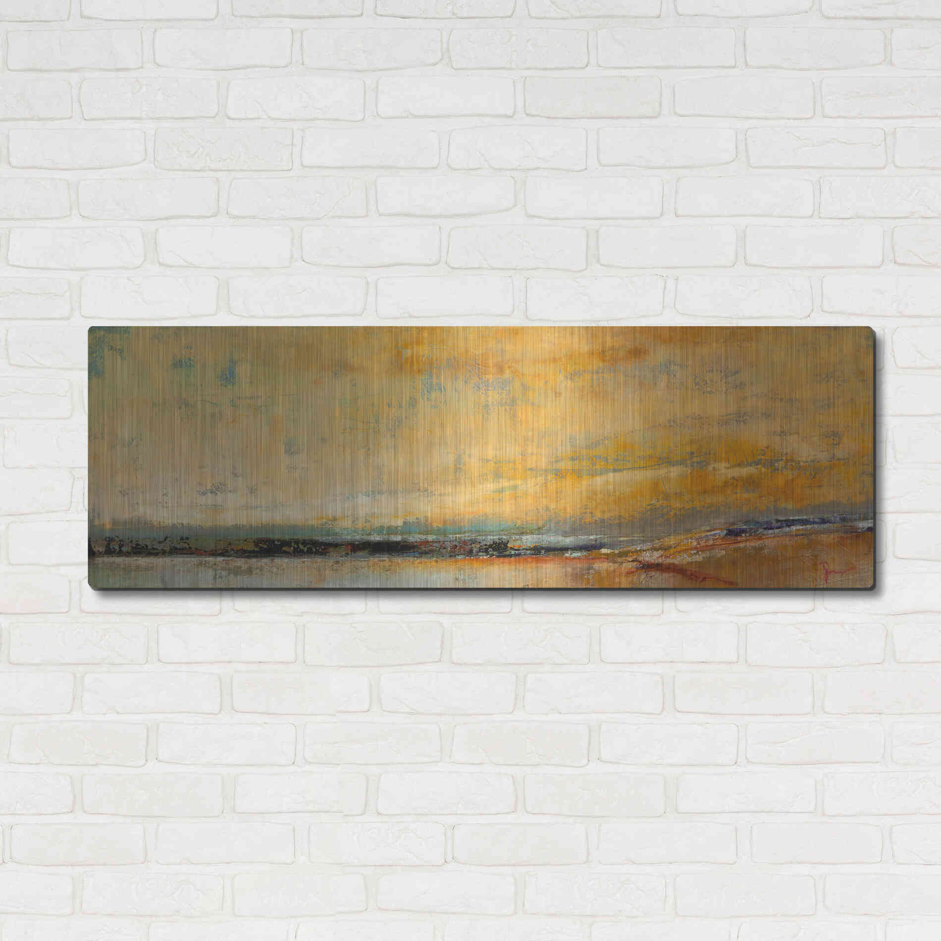Luxe Metal Art 'Winter Sky' by Patrick Dennis, Metal Wall Art,48x16