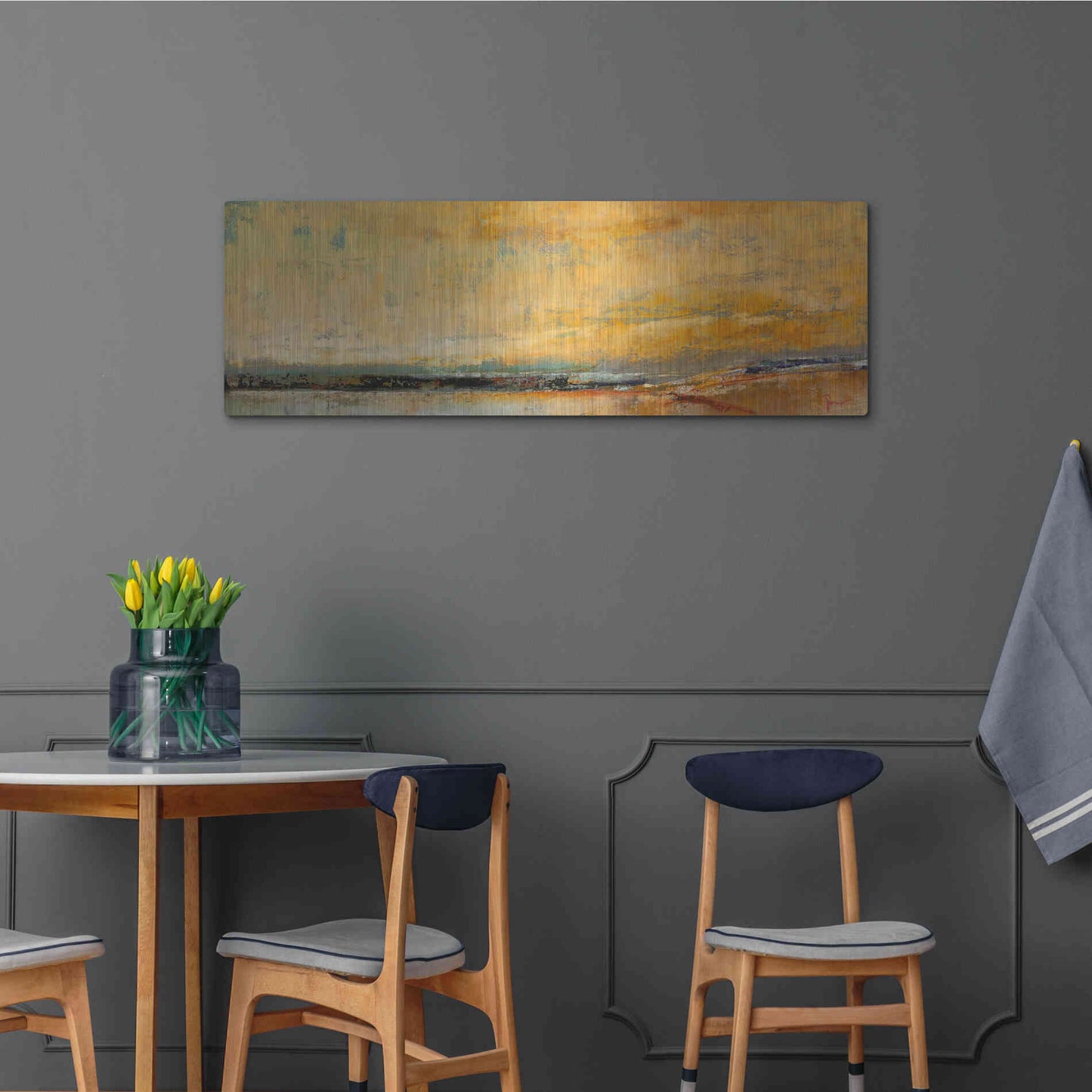 Luxe Metal Art 'Winter Sky' by Patrick Dennis, Metal Wall Art,48x16