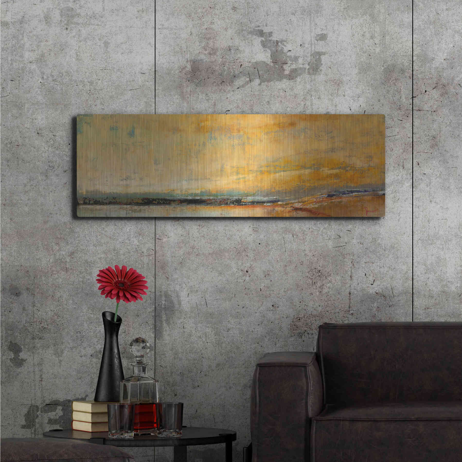 Luxe Metal Art 'Winter Sky' by Patrick Dennis, Metal Wall Art,48x16