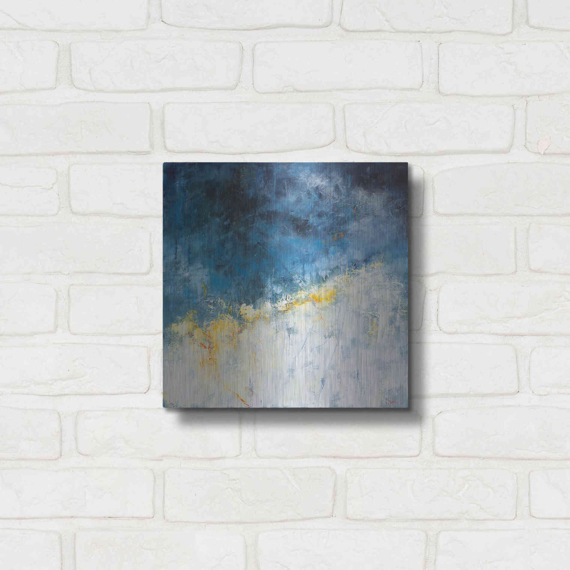 Luxe Metal Art 'Yellow Bloom' by Patrick Dennis, Metal Wall Art,12x12