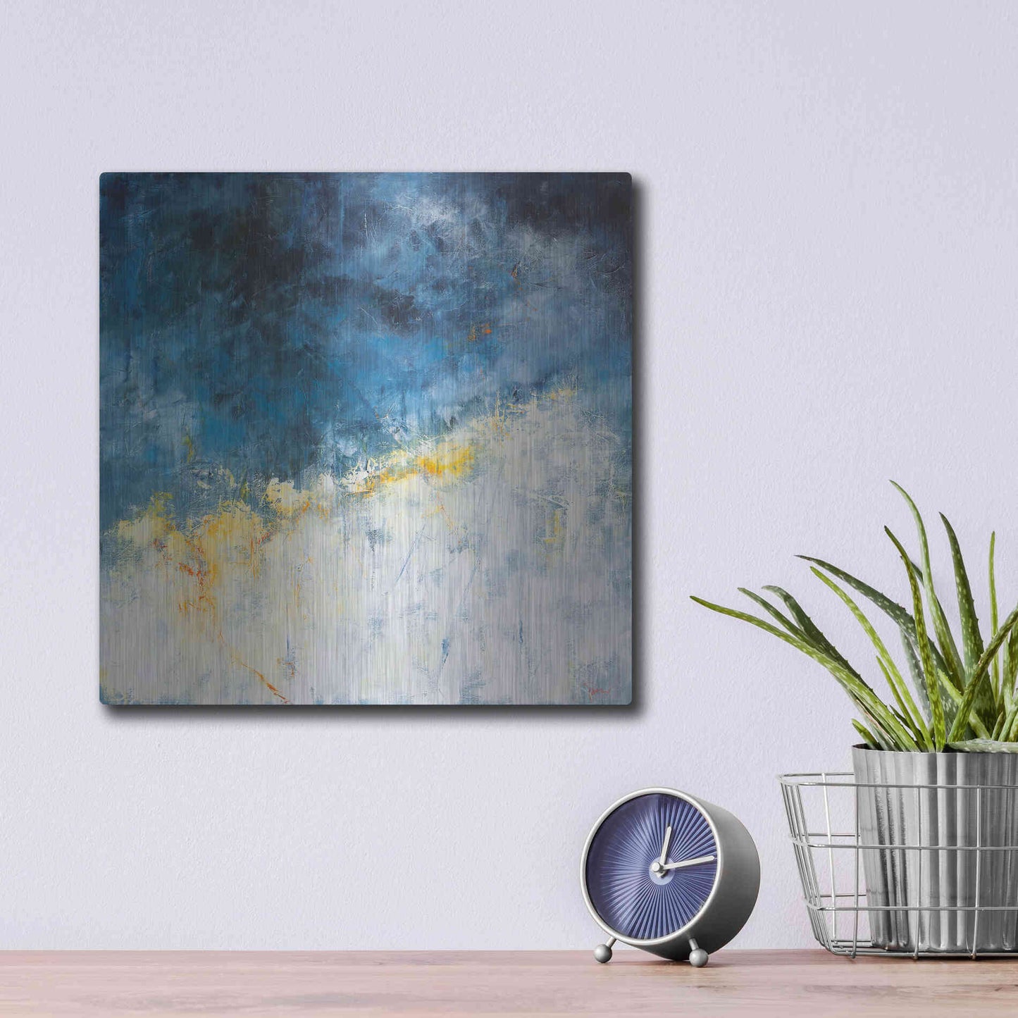 Luxe Metal Art 'Yellow Bloom' by Patrick Dennis, Metal Wall Art,12x12