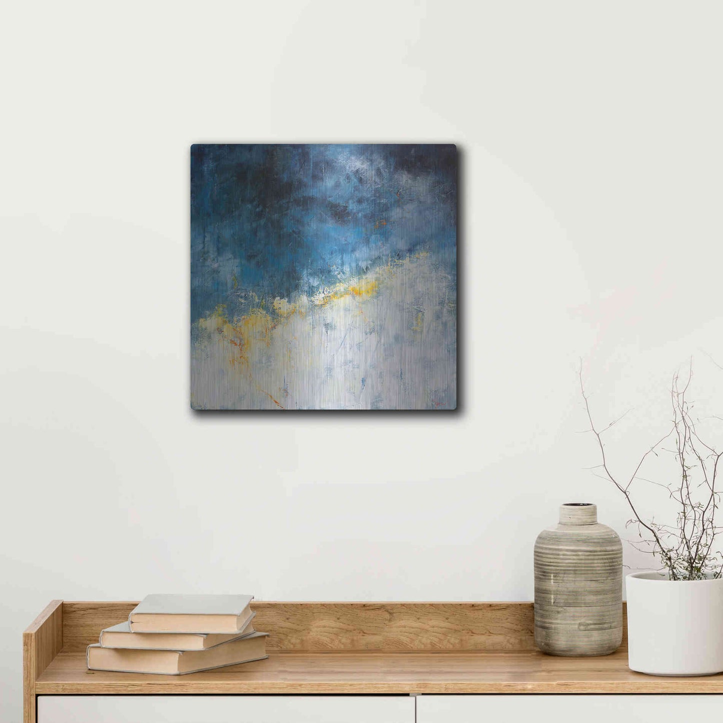 Luxe Metal Art 'Yellow Bloom' by Patrick Dennis, Metal Wall Art,12x12