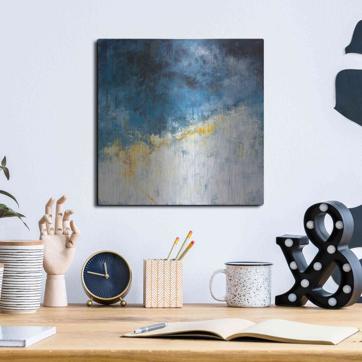 Luxe Metal Art 'Yellow Bloom' by Patrick Dennis, Metal Wall Art,12x12