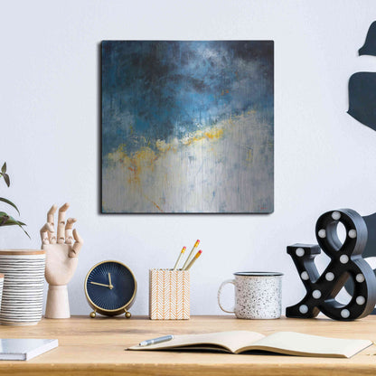 Luxe Metal Art 'Yellow Bloom' by Patrick Dennis, Metal Wall Art,12x12