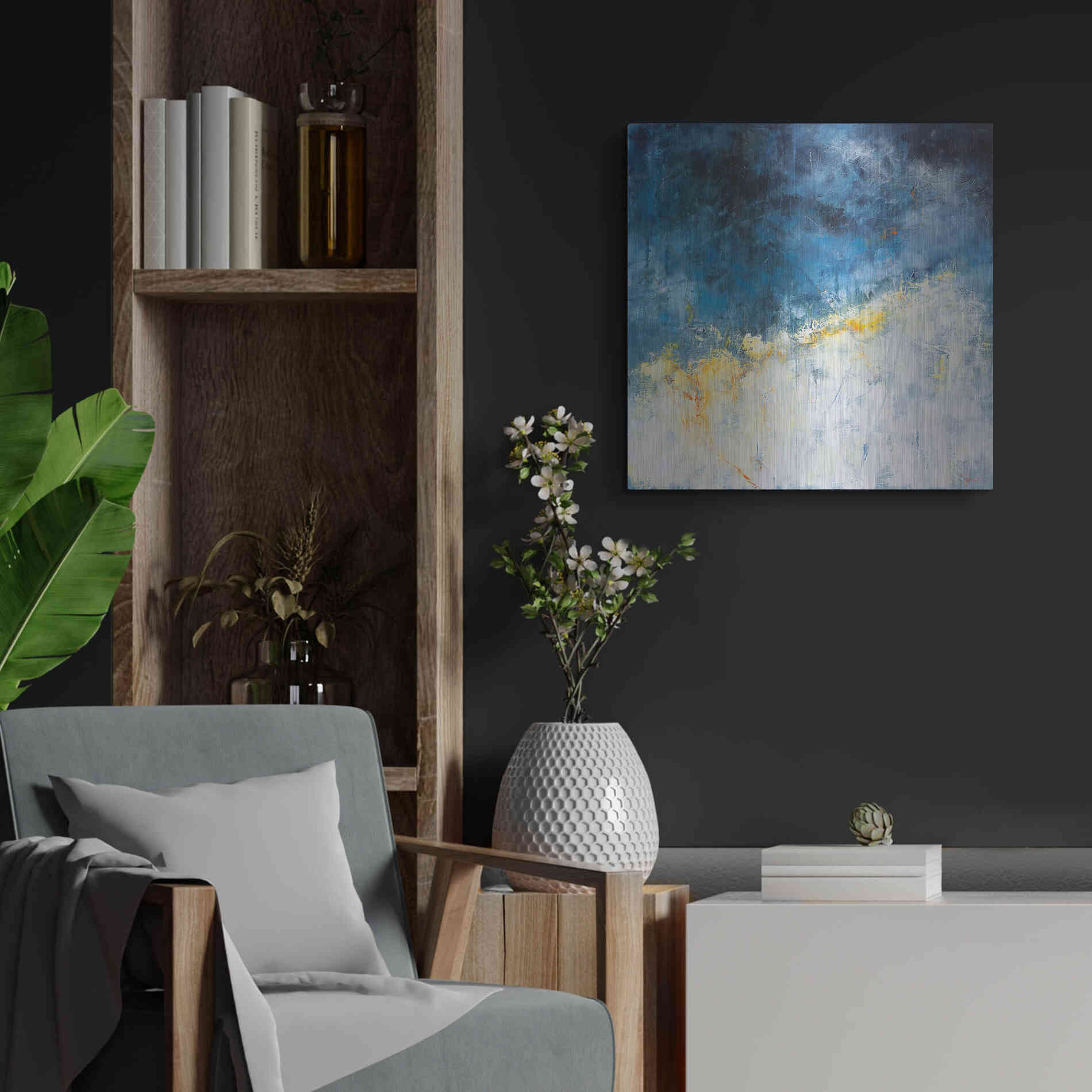 Luxe Metal Art 'Yellow Bloom' by Patrick Dennis, Metal Wall Art,24x24