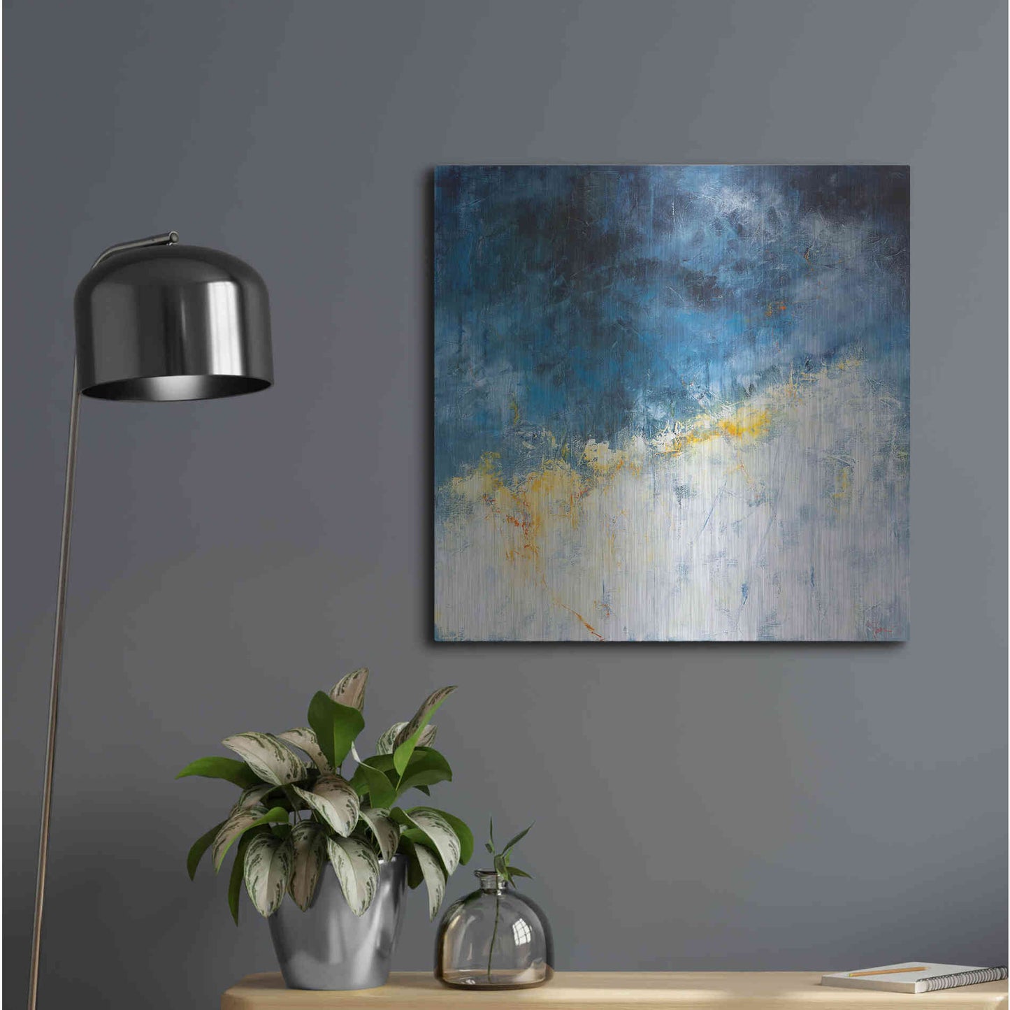 Luxe Metal Art 'Yellow Bloom' by Patrick Dennis, Metal Wall Art,24x24