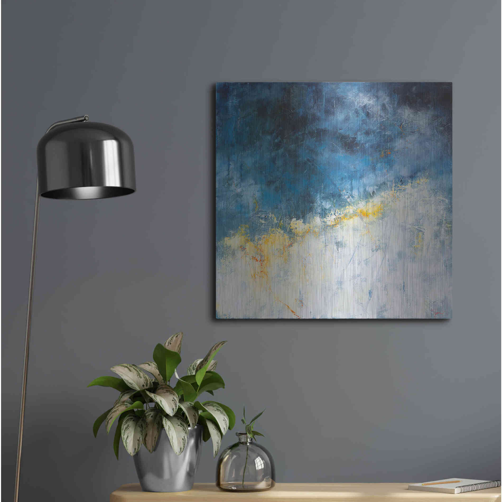 Luxe Metal Art 'Yellow Bloom' by Patrick Dennis, Metal Wall Art,24x24