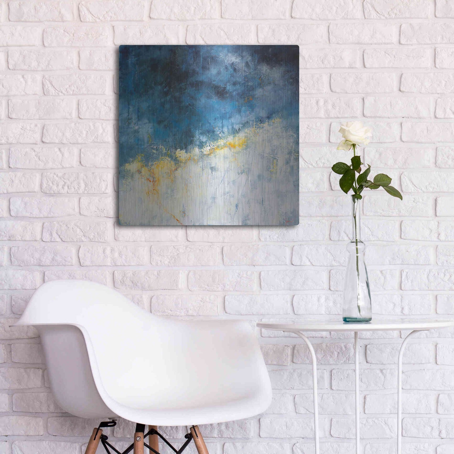 Luxe Metal Art 'Yellow Bloom' by Patrick Dennis, Metal Wall Art,24x24