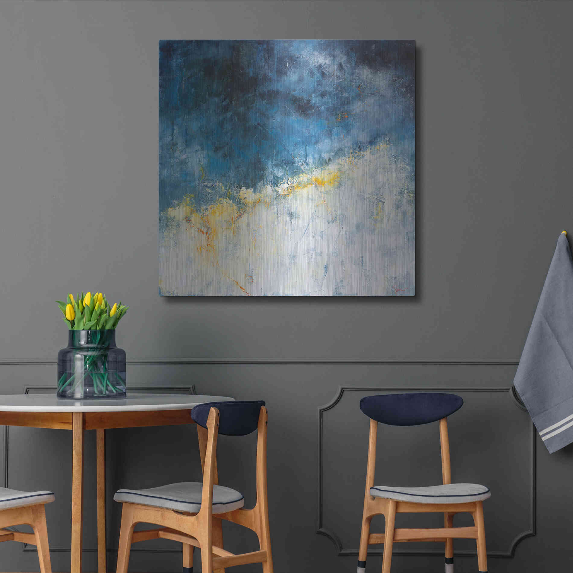 Luxe Metal Art 'Yellow Bloom' by Patrick Dennis, Metal Wall Art,36x36