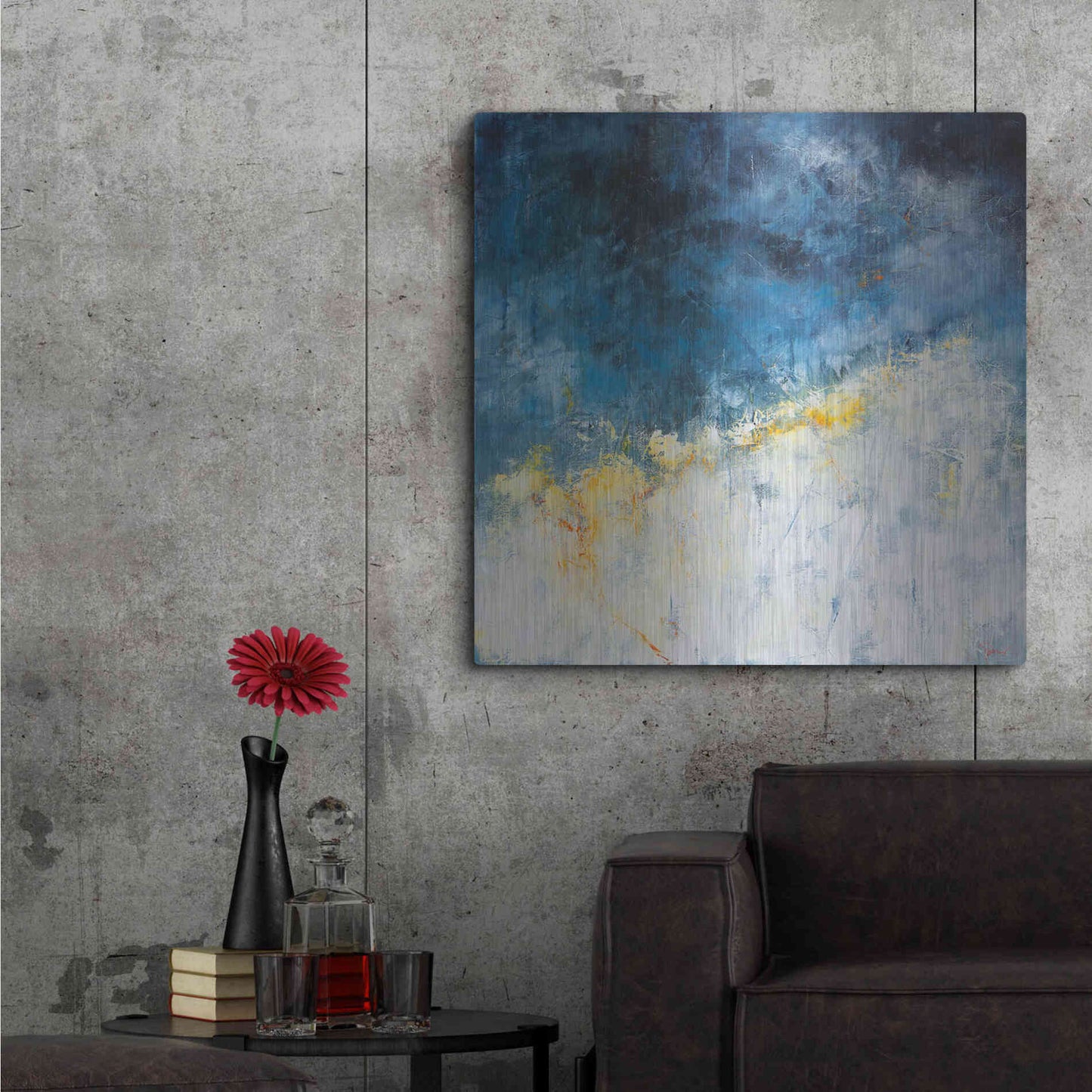 Luxe Metal Art 'Yellow Bloom' by Patrick Dennis, Metal Wall Art,36x36