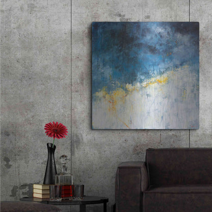 Luxe Metal Art 'Yellow Bloom' by Patrick Dennis, Metal Wall Art,36x36