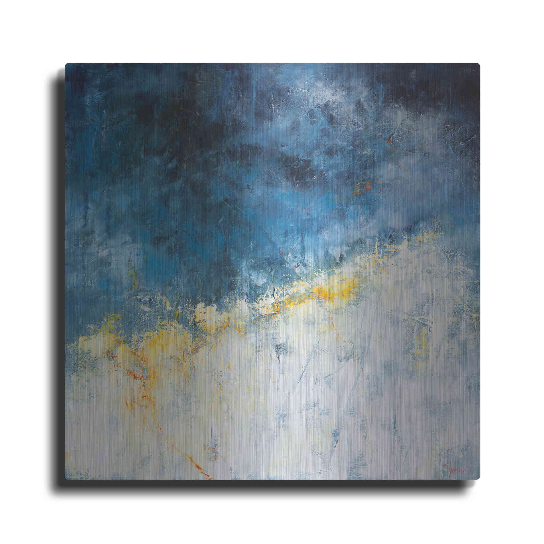 Luxe Metal Art 'Yellow Bloom' by Patrick Dennis, Metal Wall Art