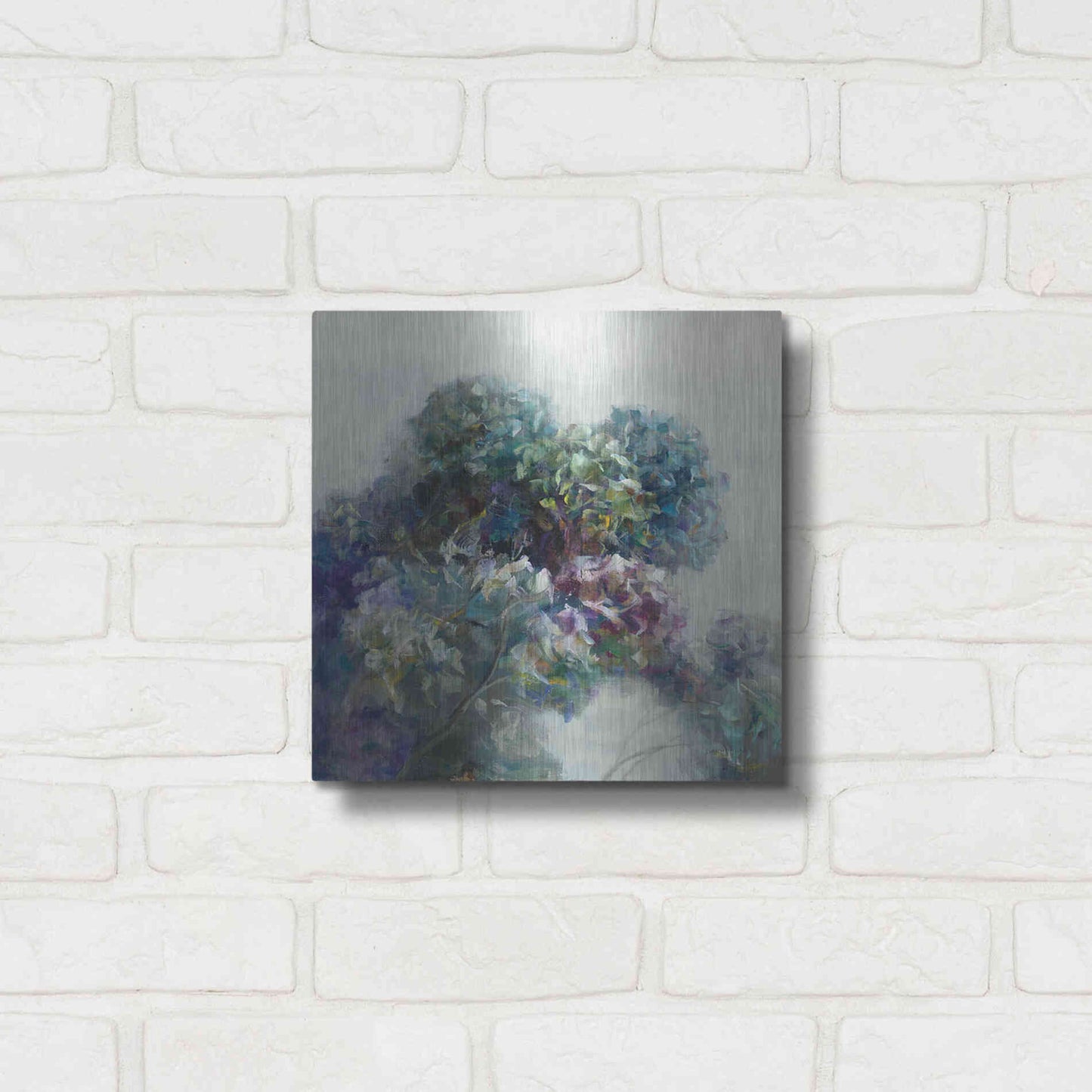 Luxe Metal Art 'Abstract Hydrangea' by Danhui Nai, Metal Wall Art,12x12