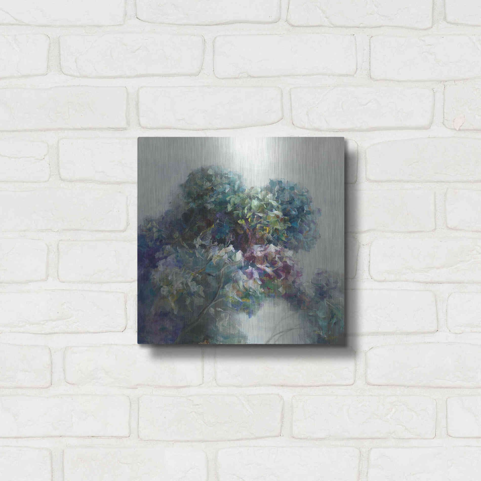 Luxe Metal Art 'Abstract Hydrangea' by Danhui Nai, Metal Wall Art,12x12