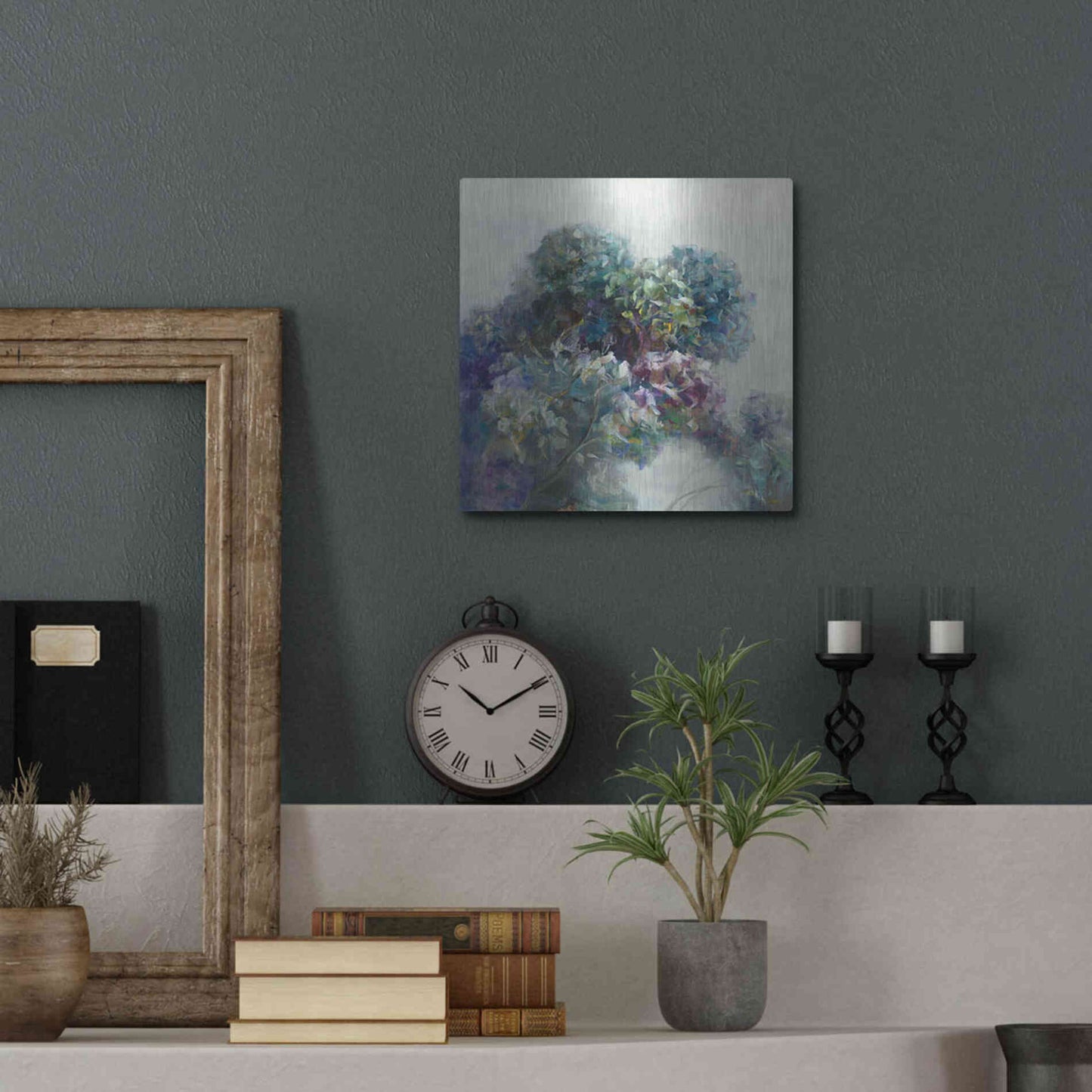 Luxe Metal Art 'Abstract Hydrangea' by Danhui Nai, Metal Wall Art,12x12