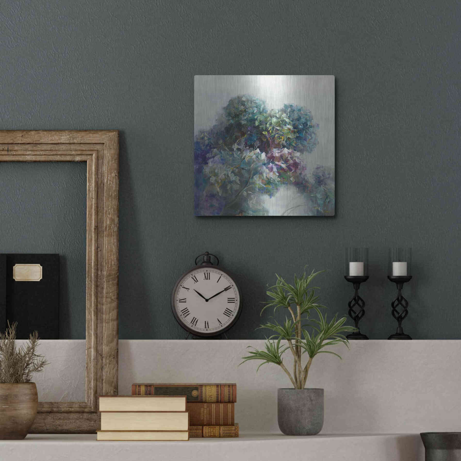 Luxe Metal Art 'Abstract Hydrangea' by Danhui Nai, Metal Wall Art,12x12