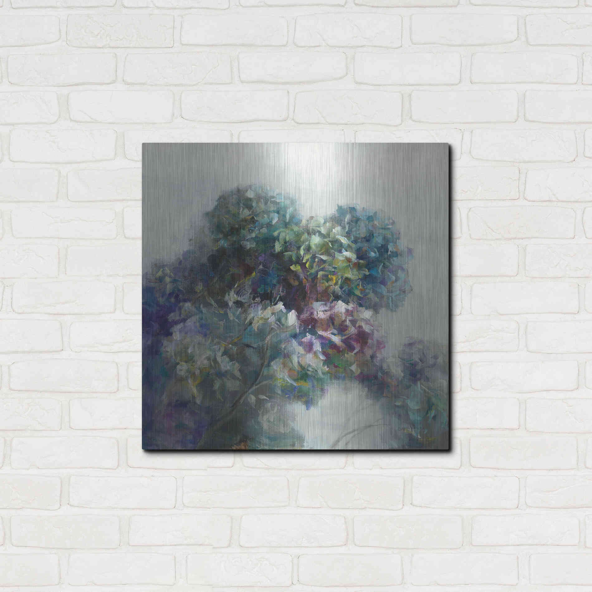 Luxe Metal Art 'Abstract Hydrangea' by Danhui Nai, Metal Wall Art,24x24