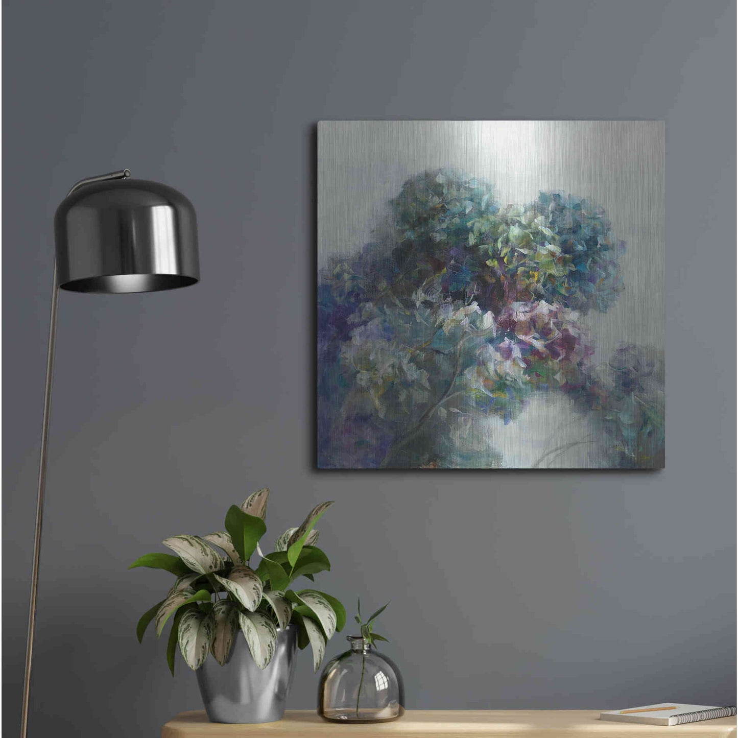 Luxe Metal Art 'Abstract Hydrangea' by Danhui Nai, Metal Wall Art,24x24