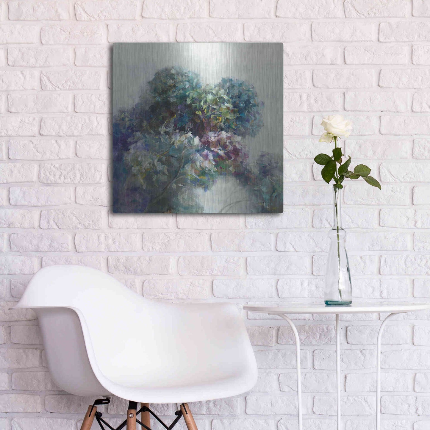 Luxe Metal Art 'Abstract Hydrangea' by Danhui Nai, Metal Wall Art,24x24