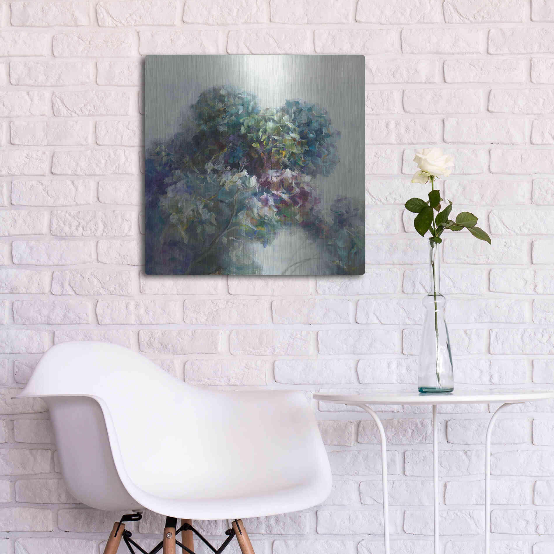 Luxe Metal Art 'Abstract Hydrangea' by Danhui Nai, Metal Wall Art,24x24