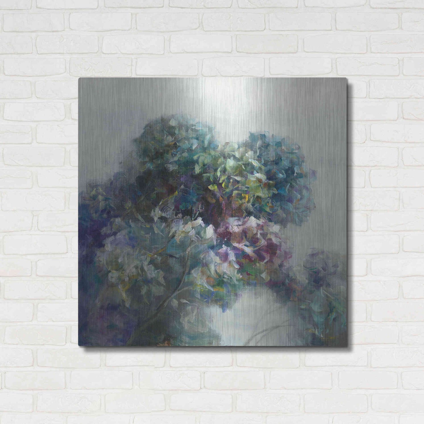Luxe Metal Art 'Abstract Hydrangea' by Danhui Nai, Metal Wall Art,36x36