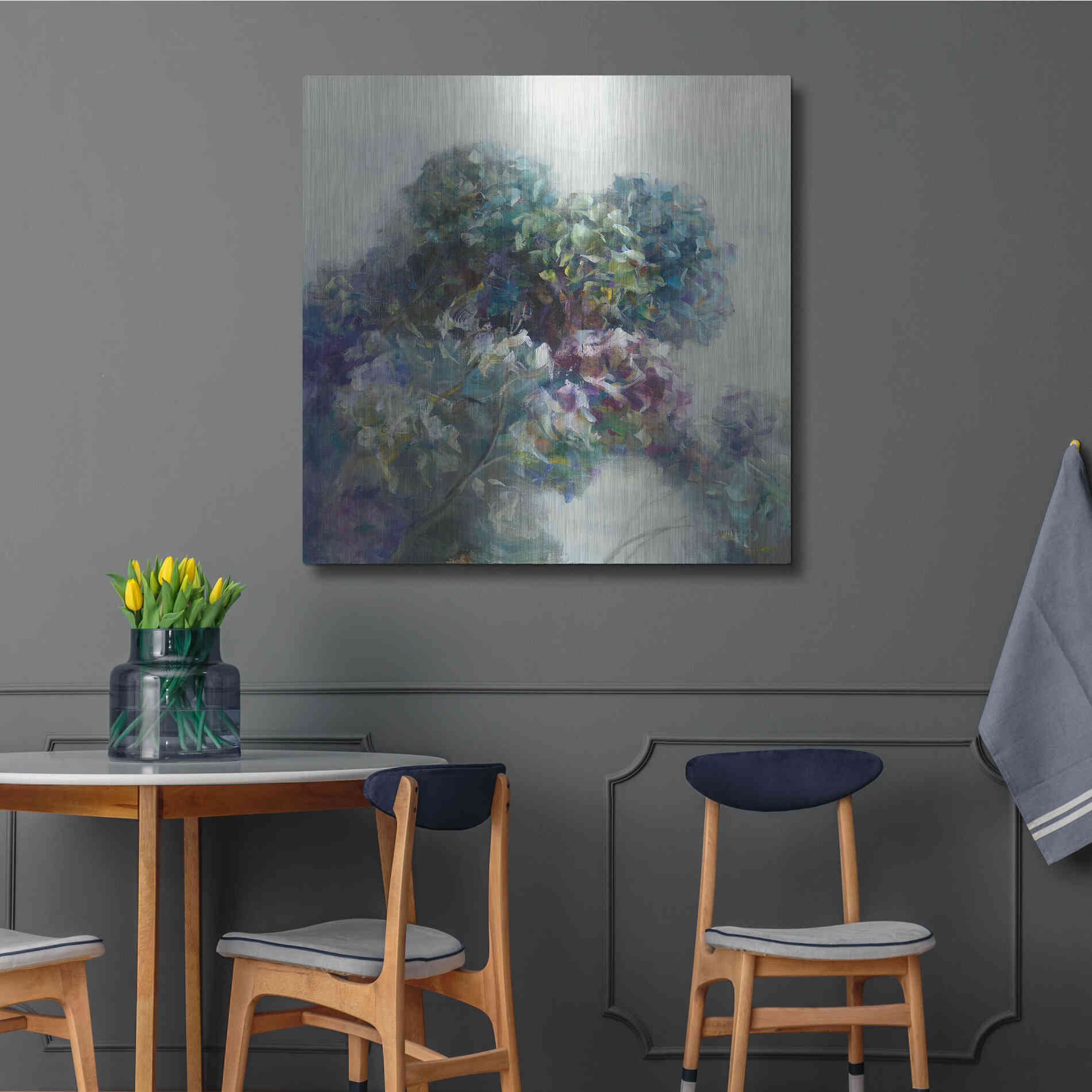 Luxe Metal Art 'Abstract Hydrangea' by Danhui Nai, Metal Wall Art,36x36