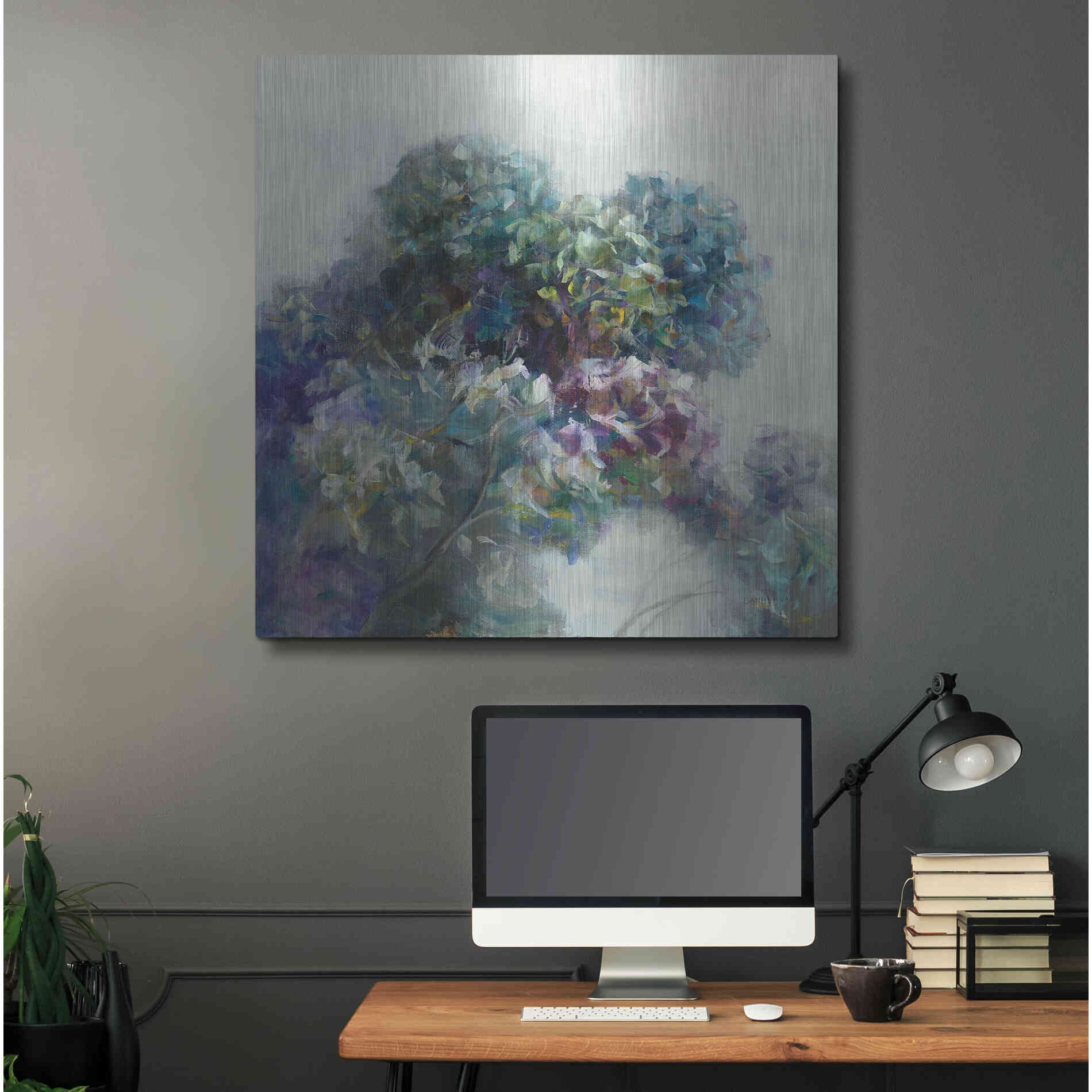 Luxe Metal Art 'Abstract Hydrangea' by Danhui Nai, Metal Wall Art,36x36