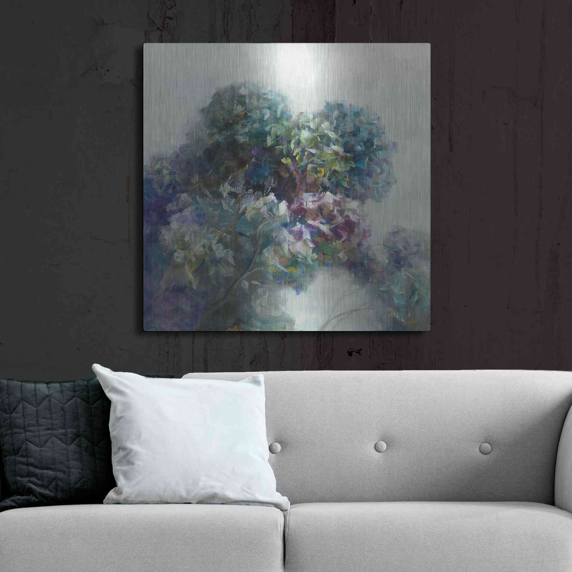 Luxe Metal Art 'Abstract Hydrangea' by Danhui Nai, Metal Wall Art,36x36