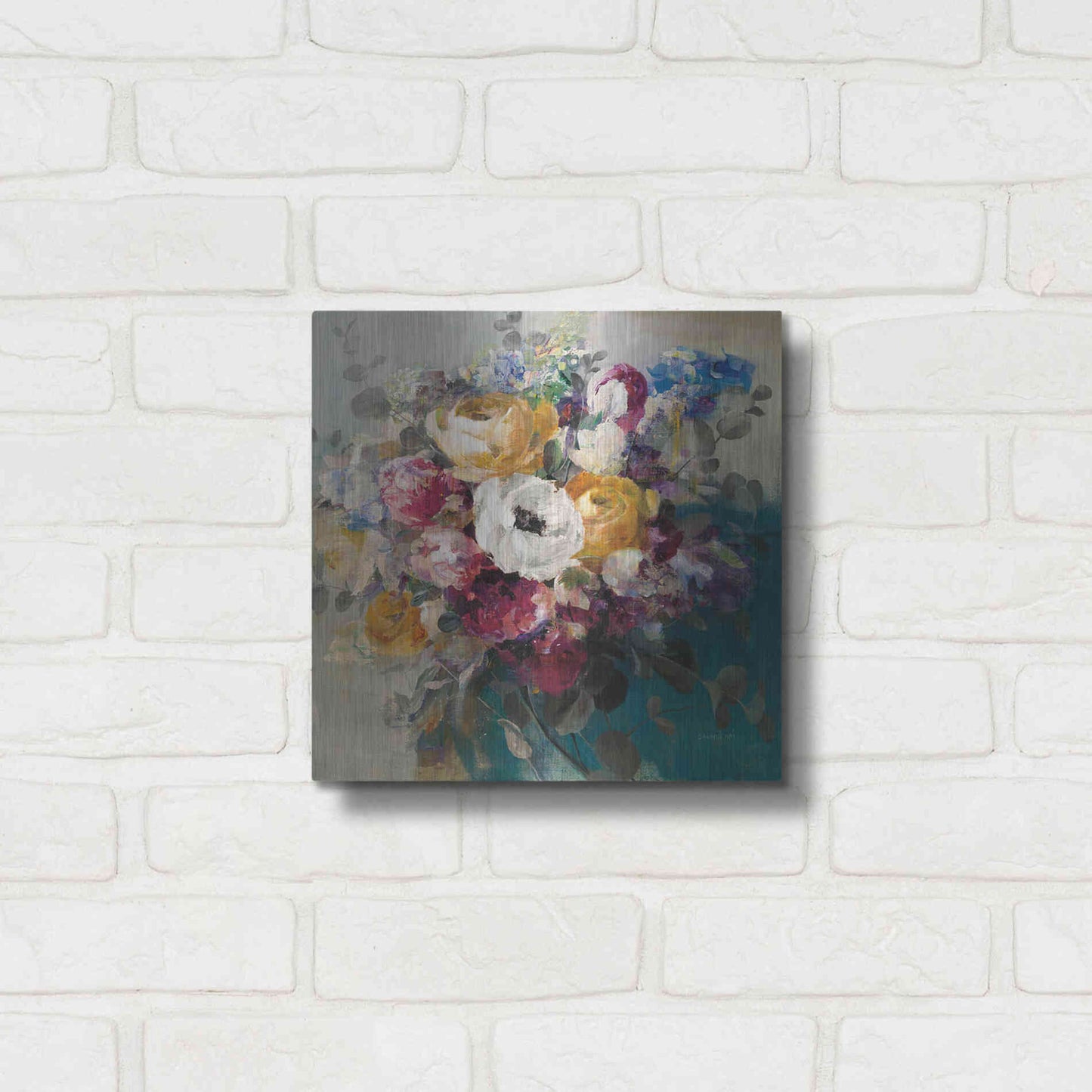 Luxe Metal Art 'Fall Bouquet' by Danhui Nai, Metal Wall Art,12x12