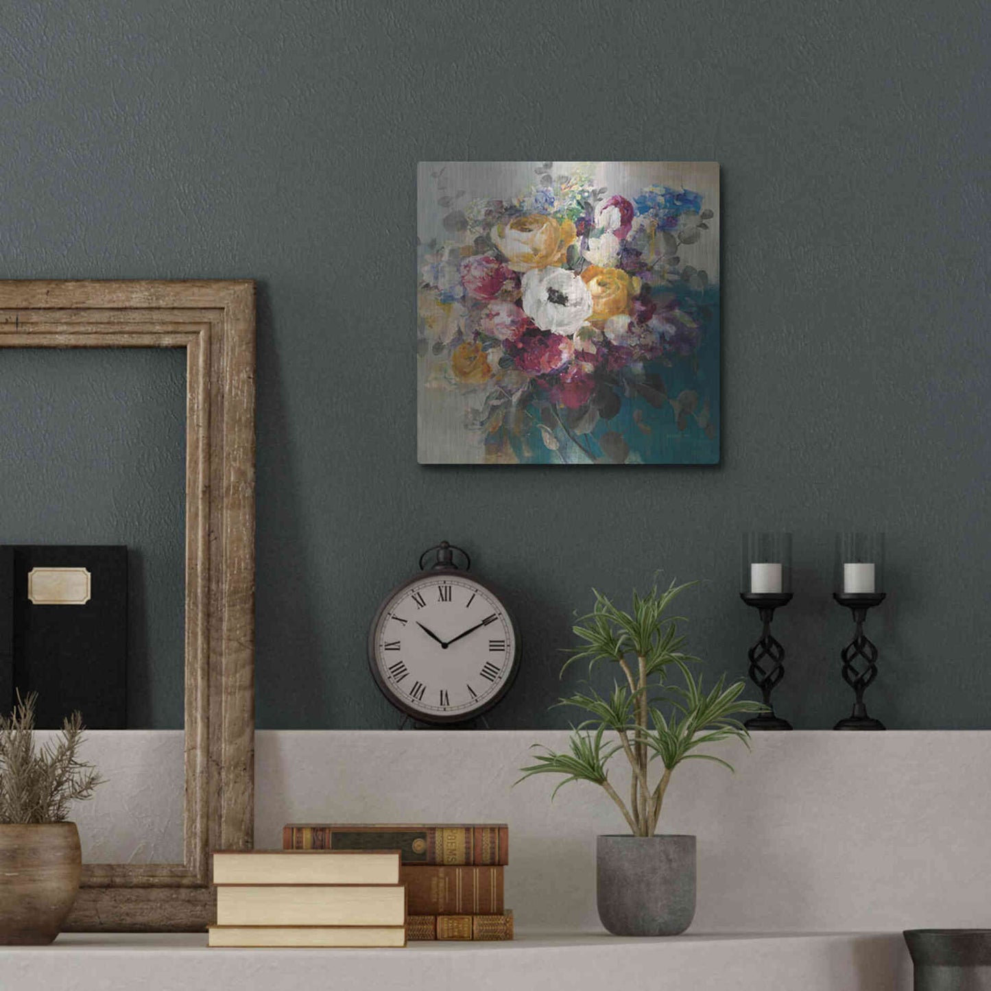 Luxe Metal Art 'Fall Bouquet' by Danhui Nai, Metal Wall Art,12x12