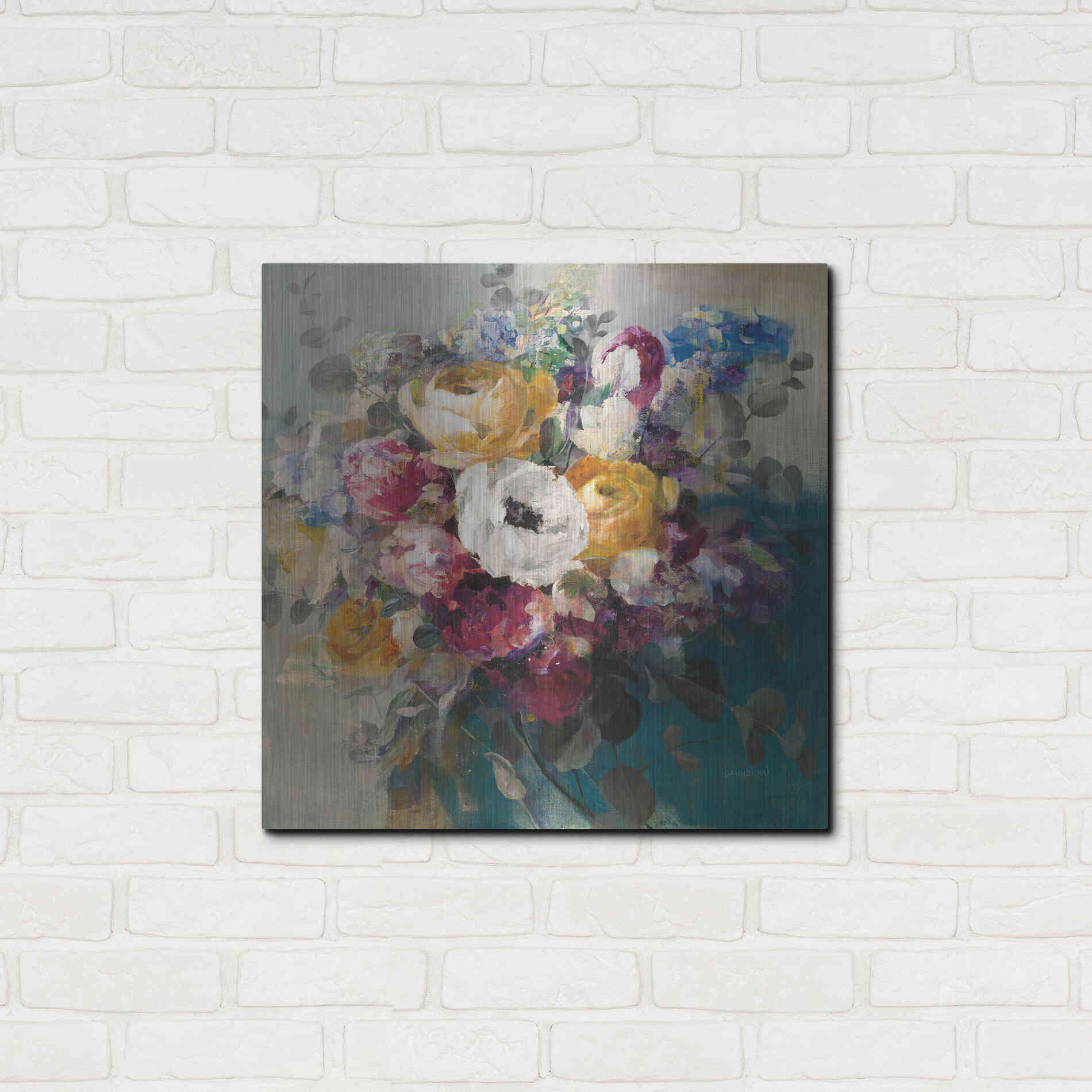 Luxe Metal Art 'Fall Bouquet' by Danhui Nai, Metal Wall Art,24x24