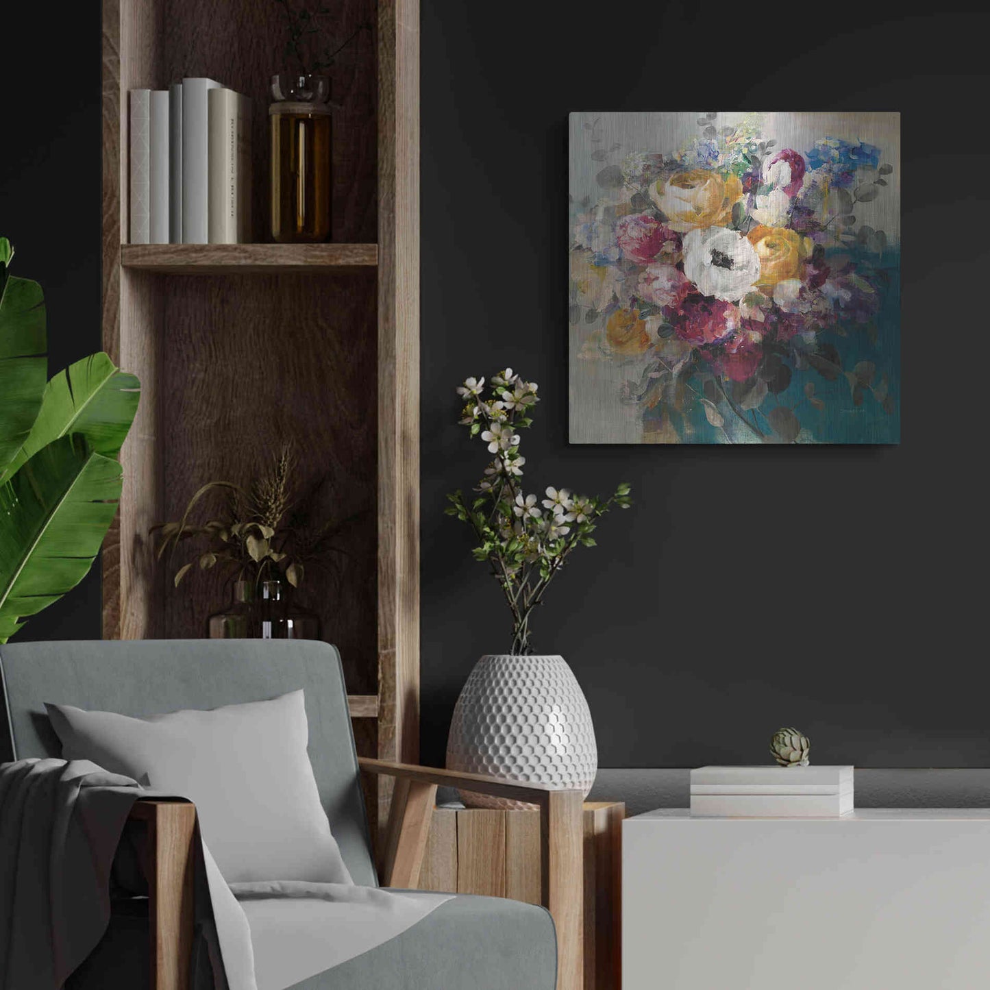 Luxe Metal Art 'Fall Bouquet' by Danhui Nai, Metal Wall Art,24x24